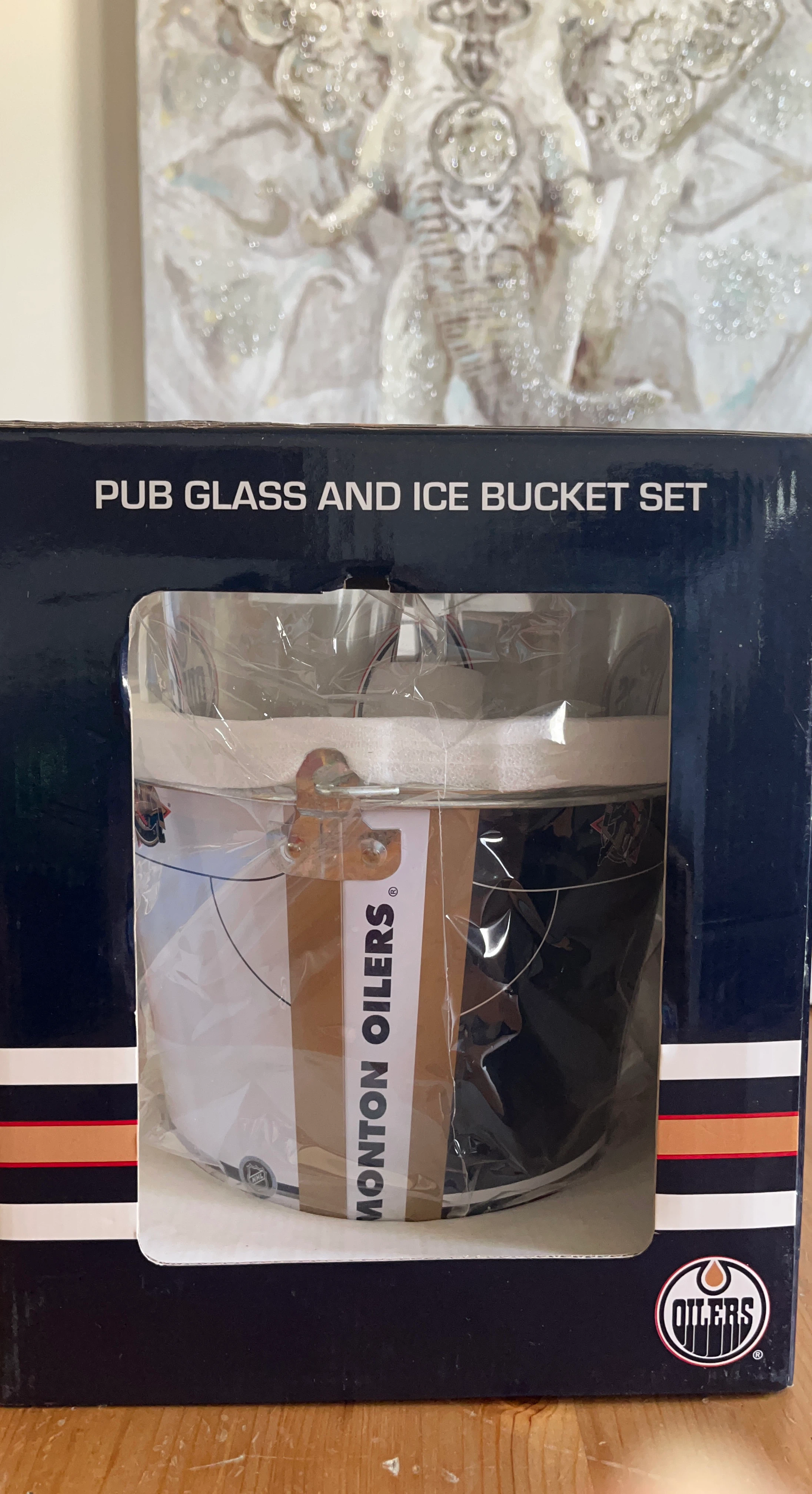Edmonton Oilers Pub Glass and Ice Bucket Set