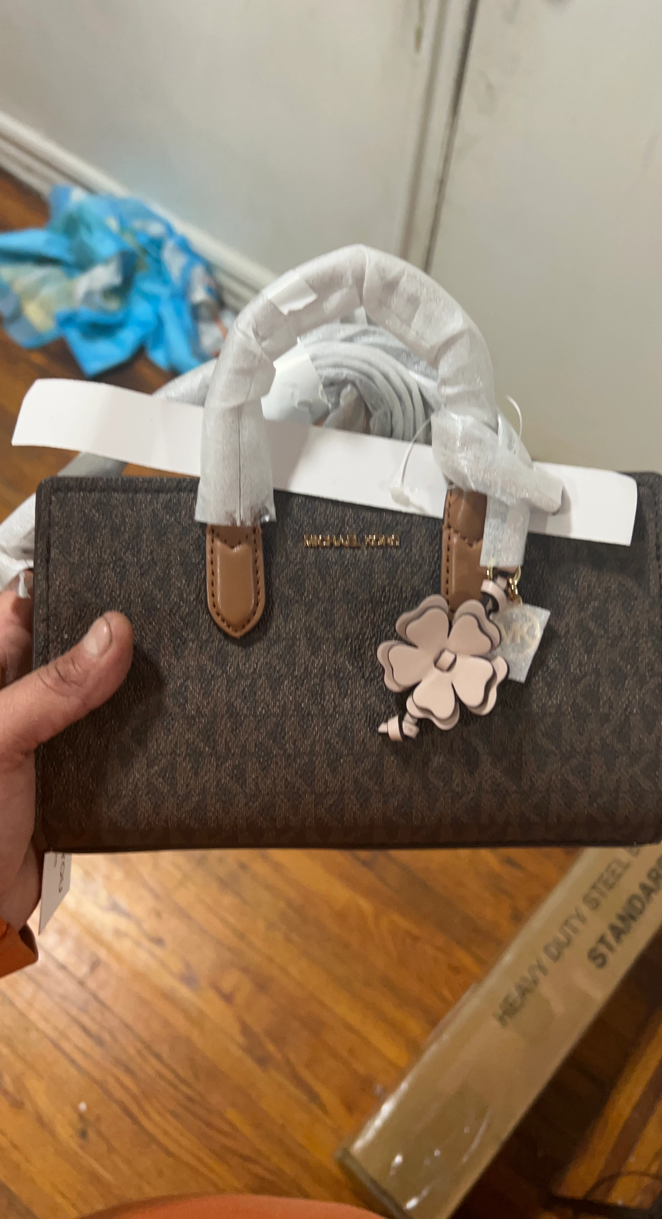 Michael Kors Monogram Wallet with Flower Charm