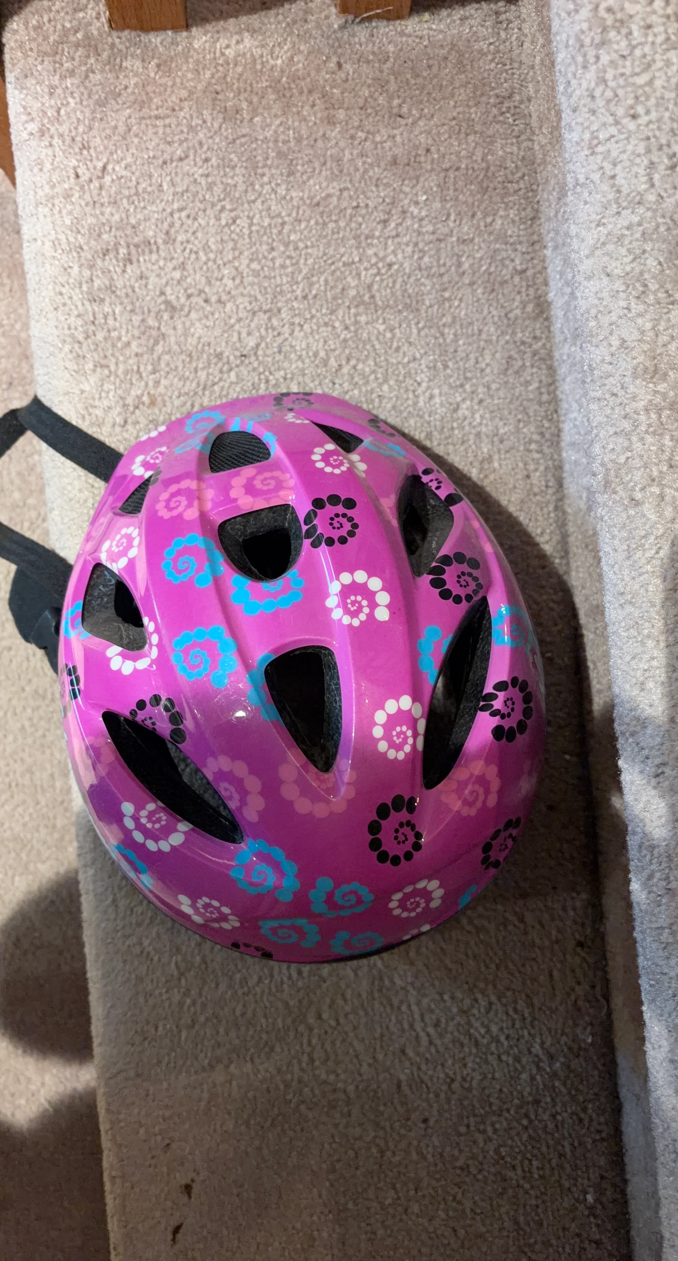 Pink Kids' Bike Helmet with Flower Design