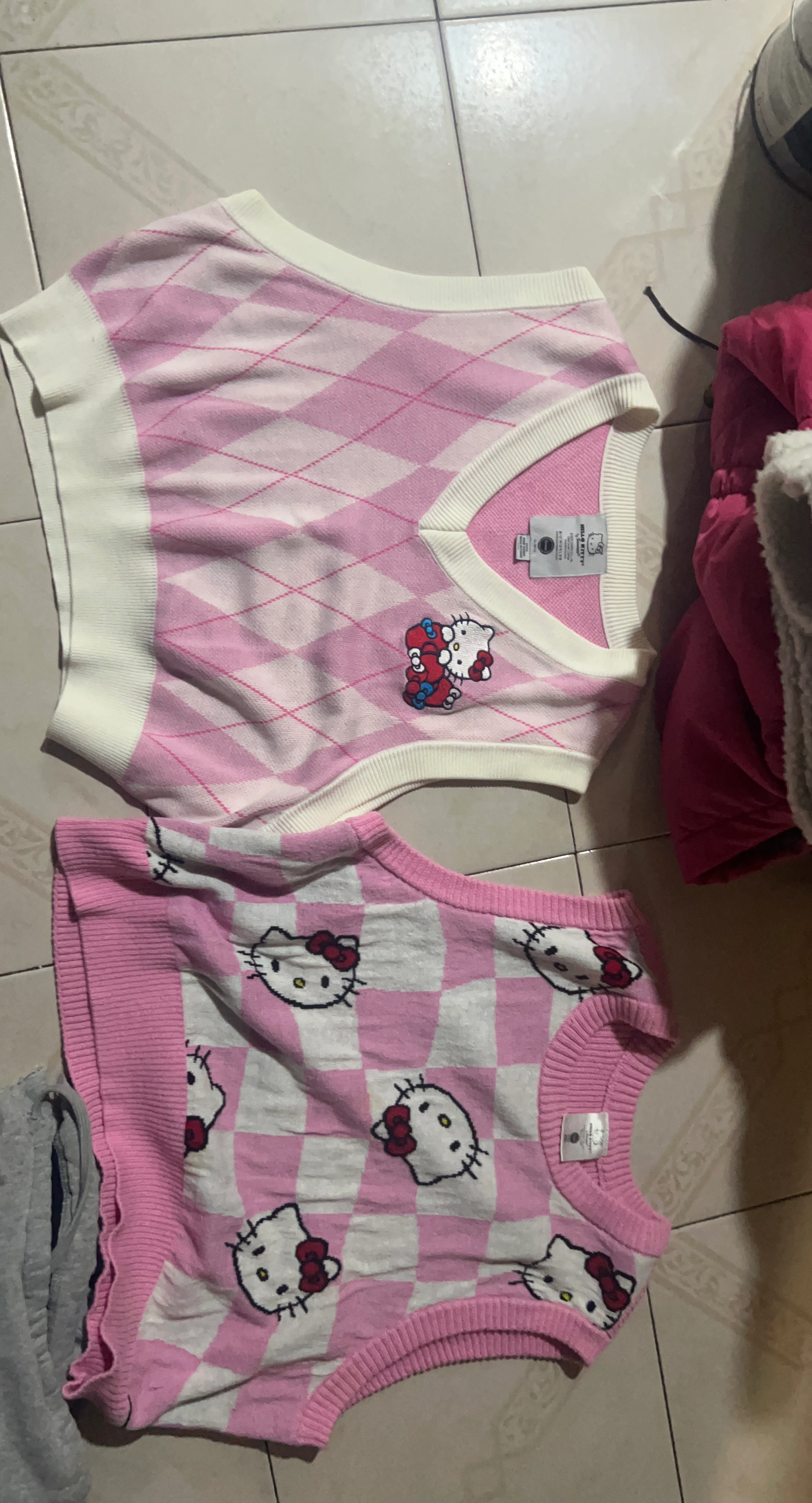 Hello Kitty Argyle & Checkerboard Sweater Vest Set