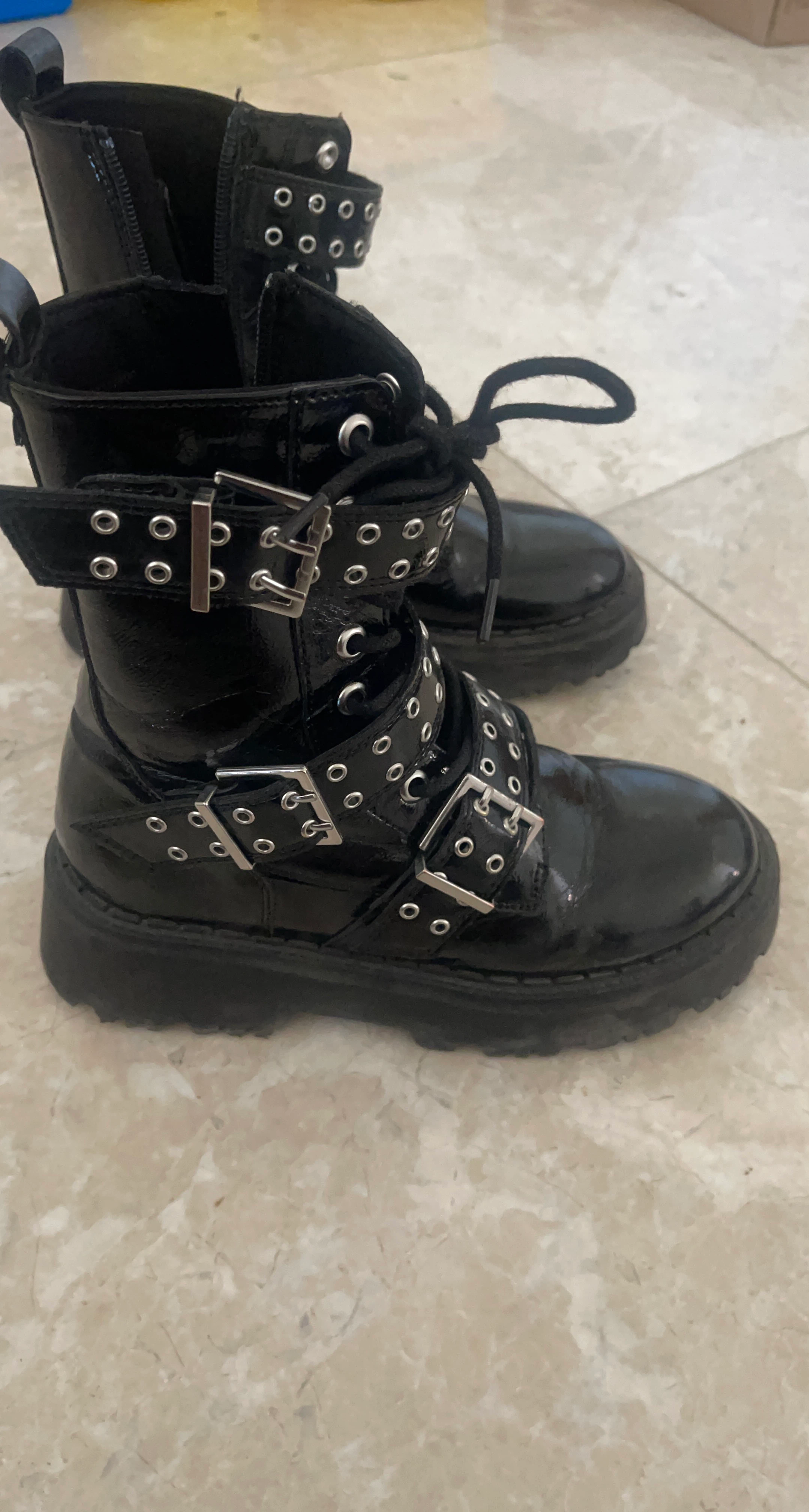 Black Patent Buckle Boots for sassy little girls only
