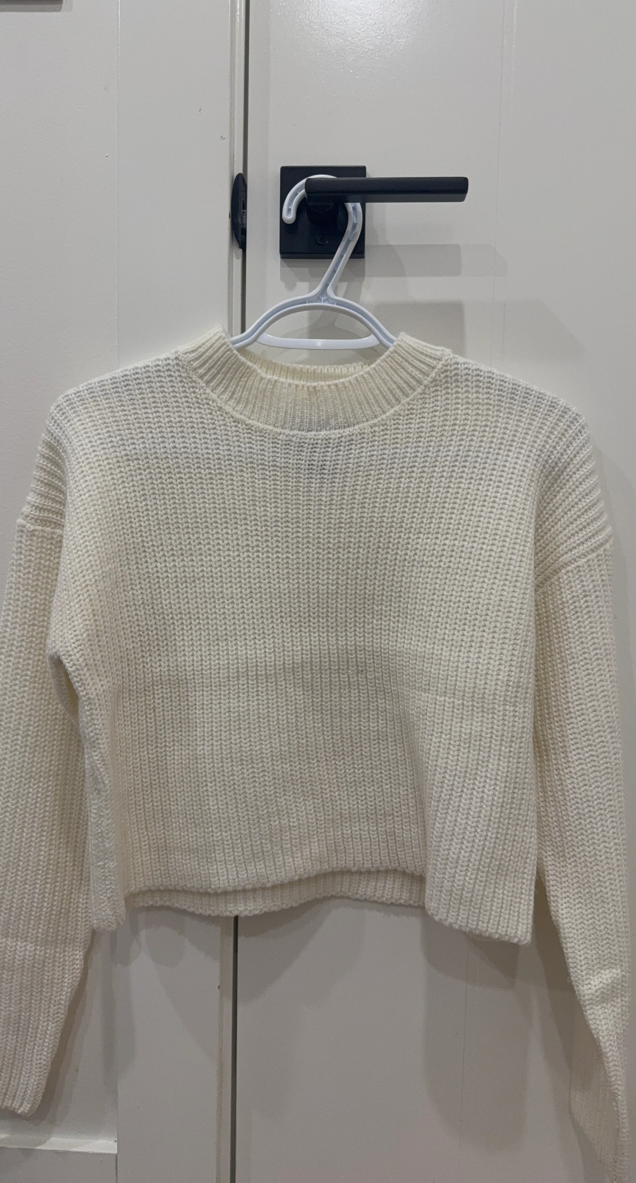 Cream Knit Cropped Sweater