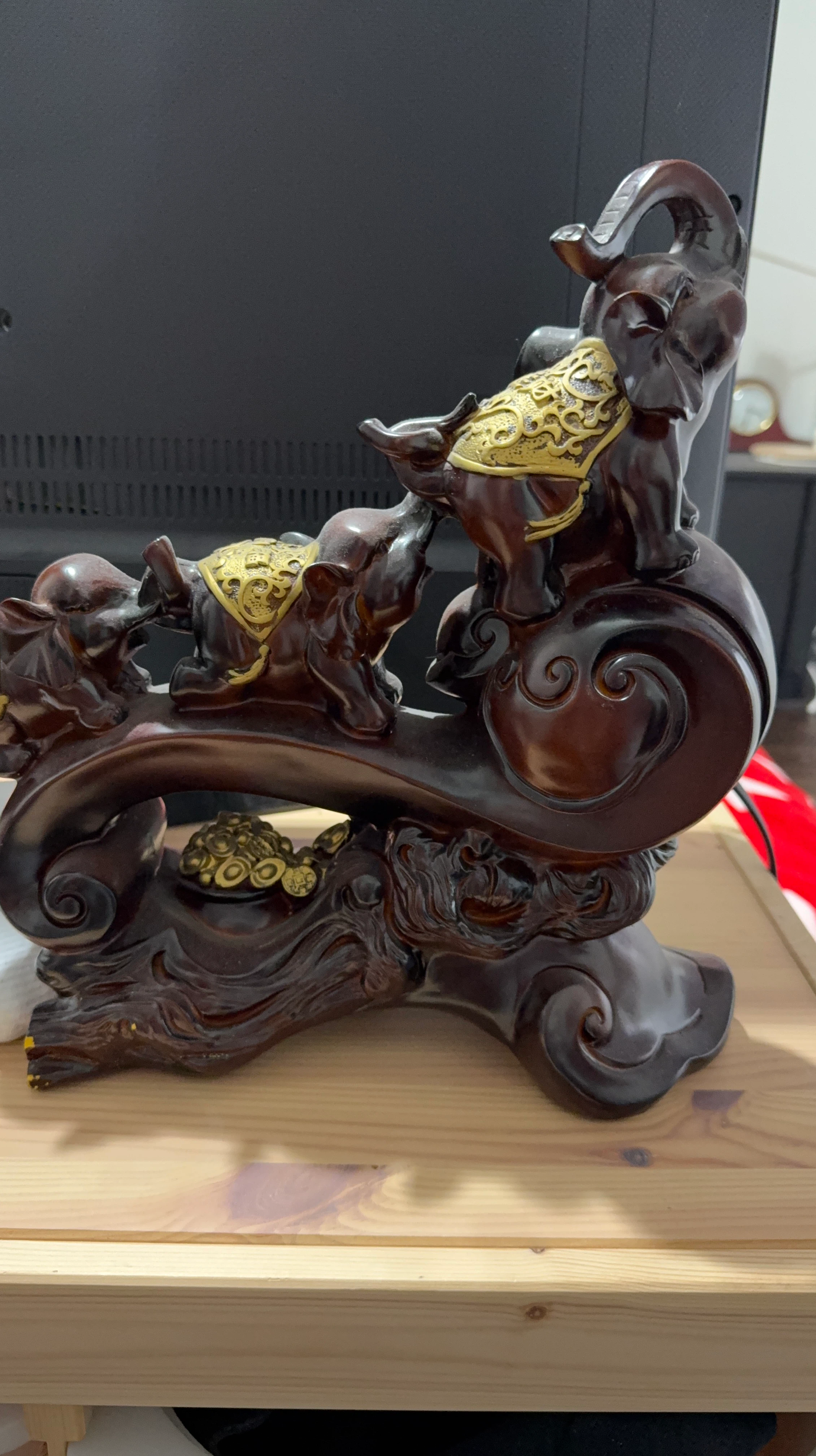 Ceramic  Elephant and Turtle Figurine