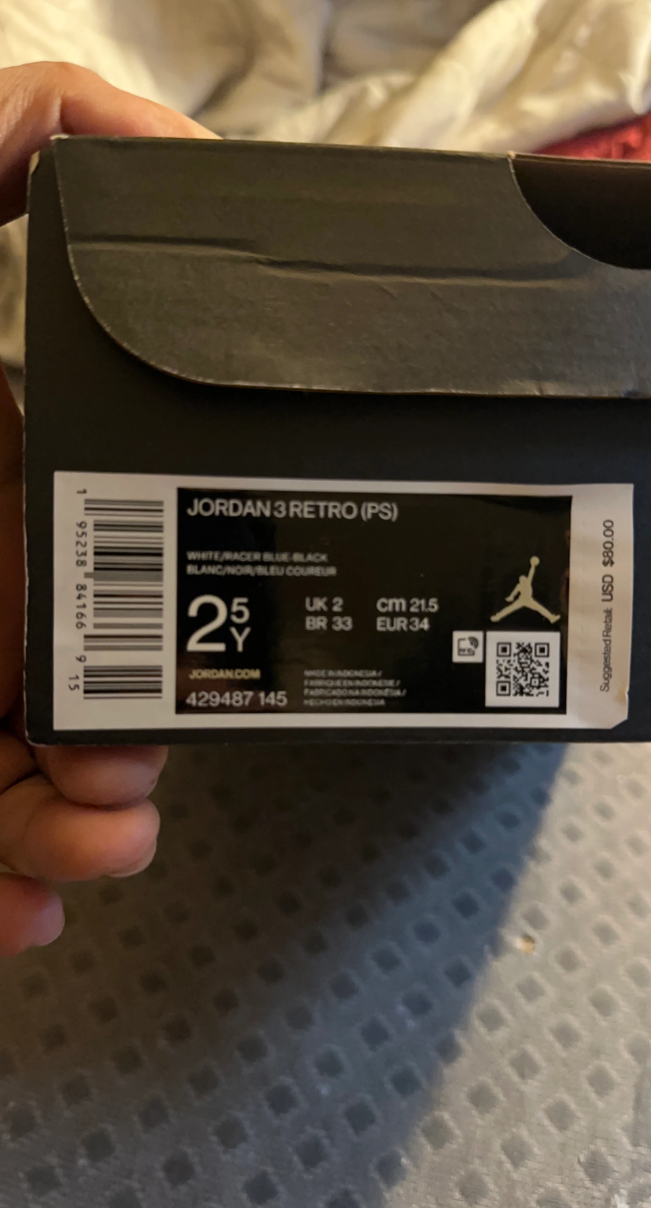Jordan 3 Retro PS Kids Shoes White/Racer Blue