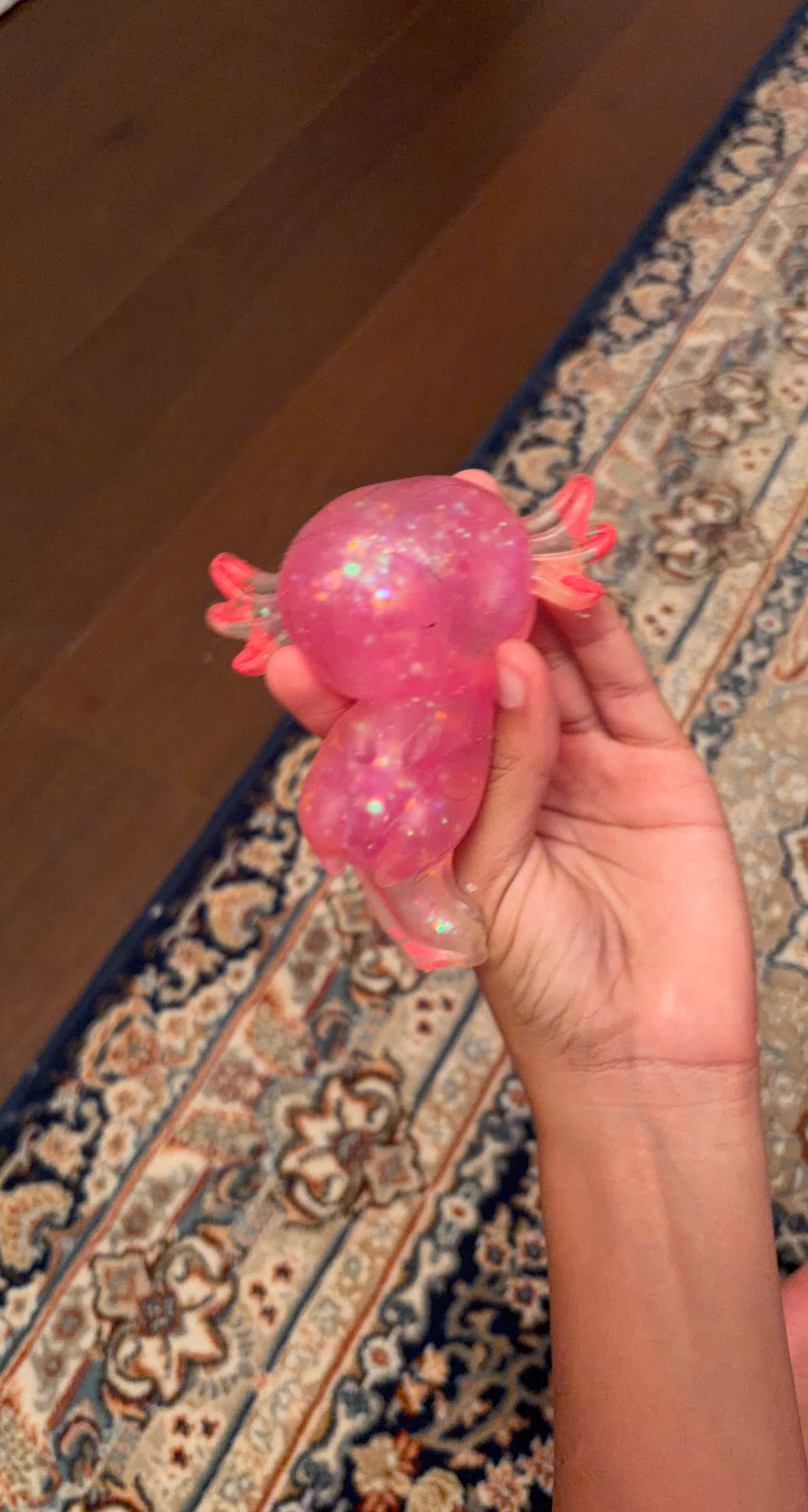 Pink Glitter Axolotl Squishy Toy