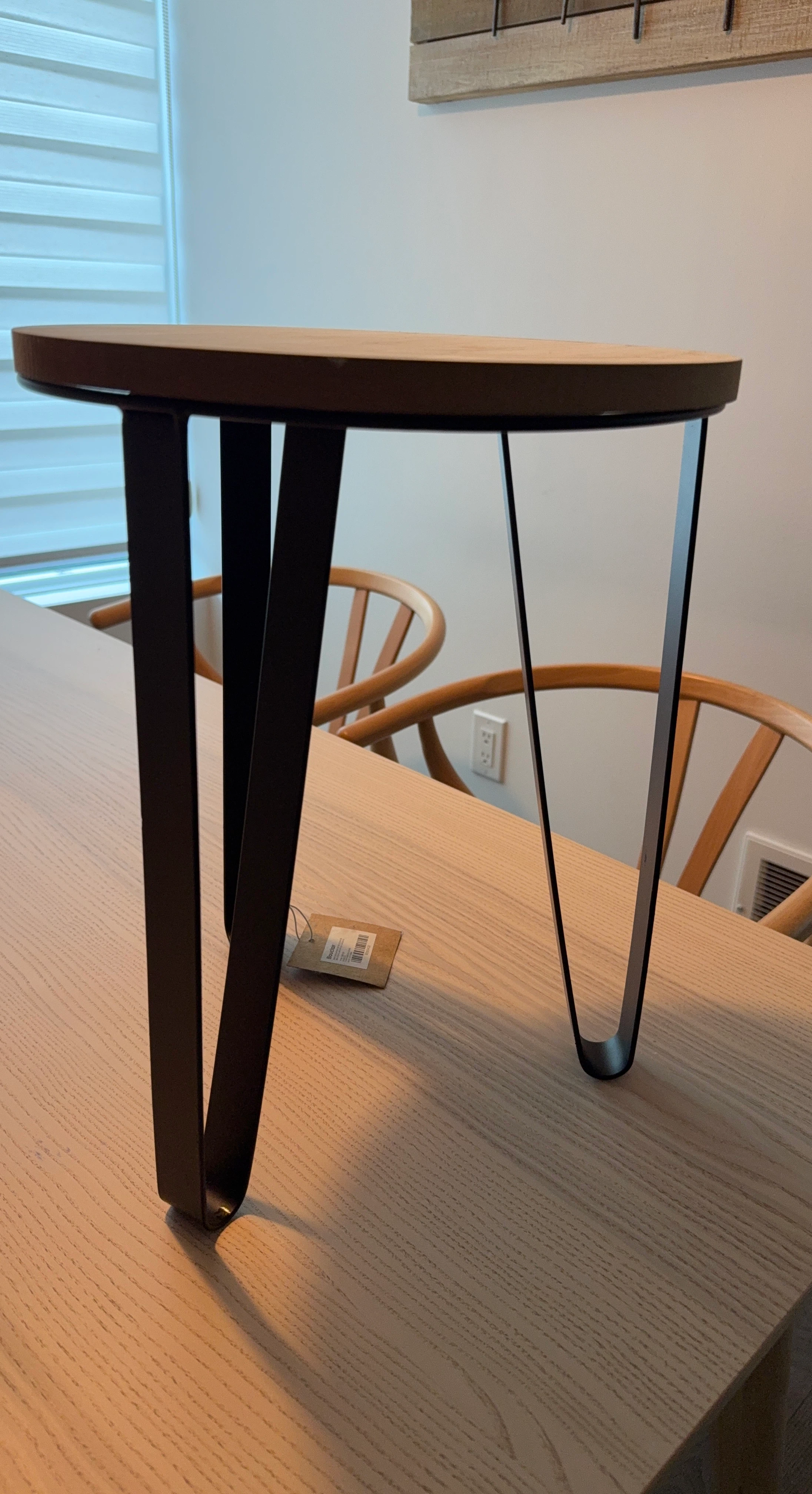 Round Wood Side Table with Metal Legs