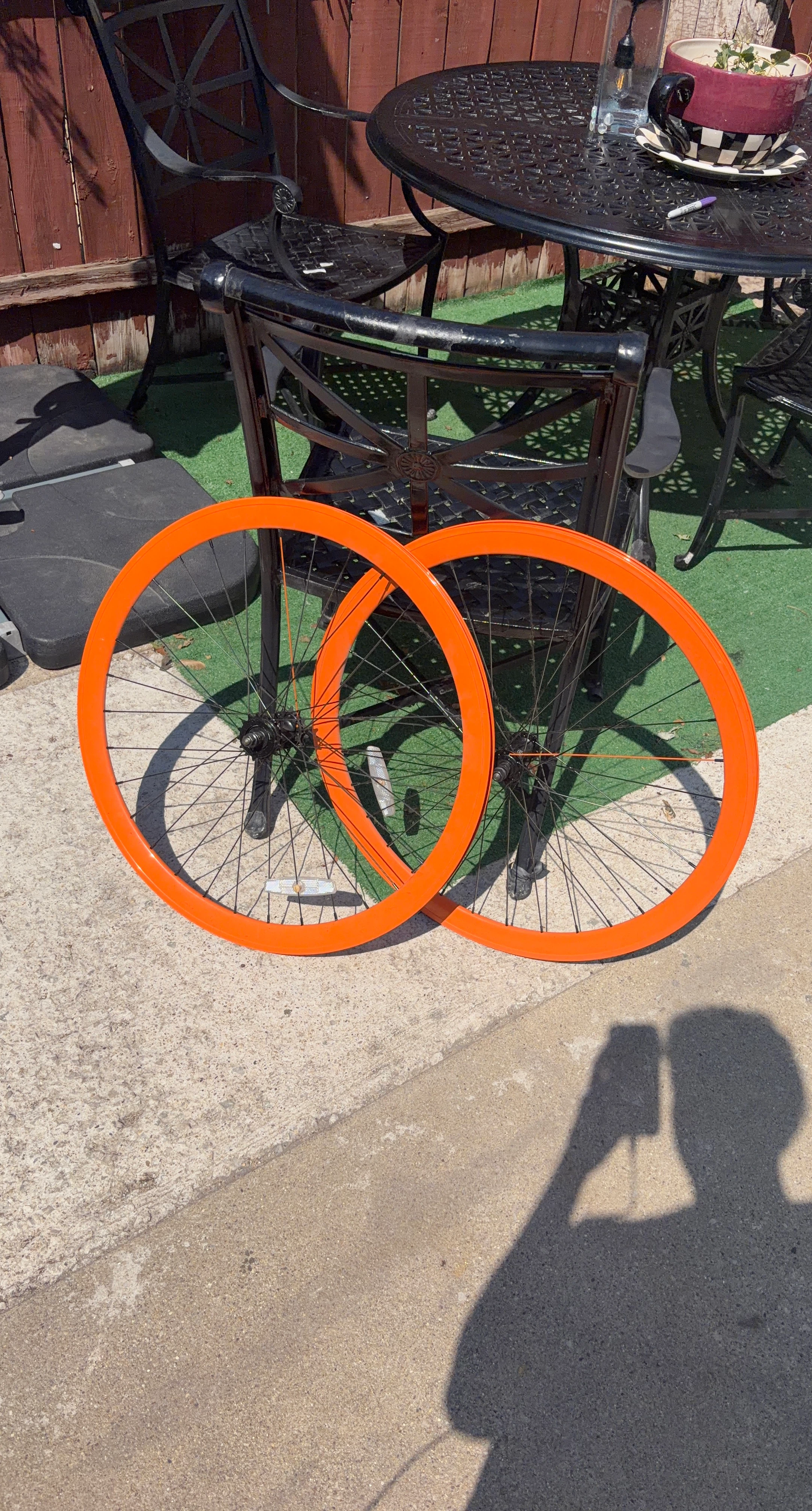 Orange Bicycle Wheels