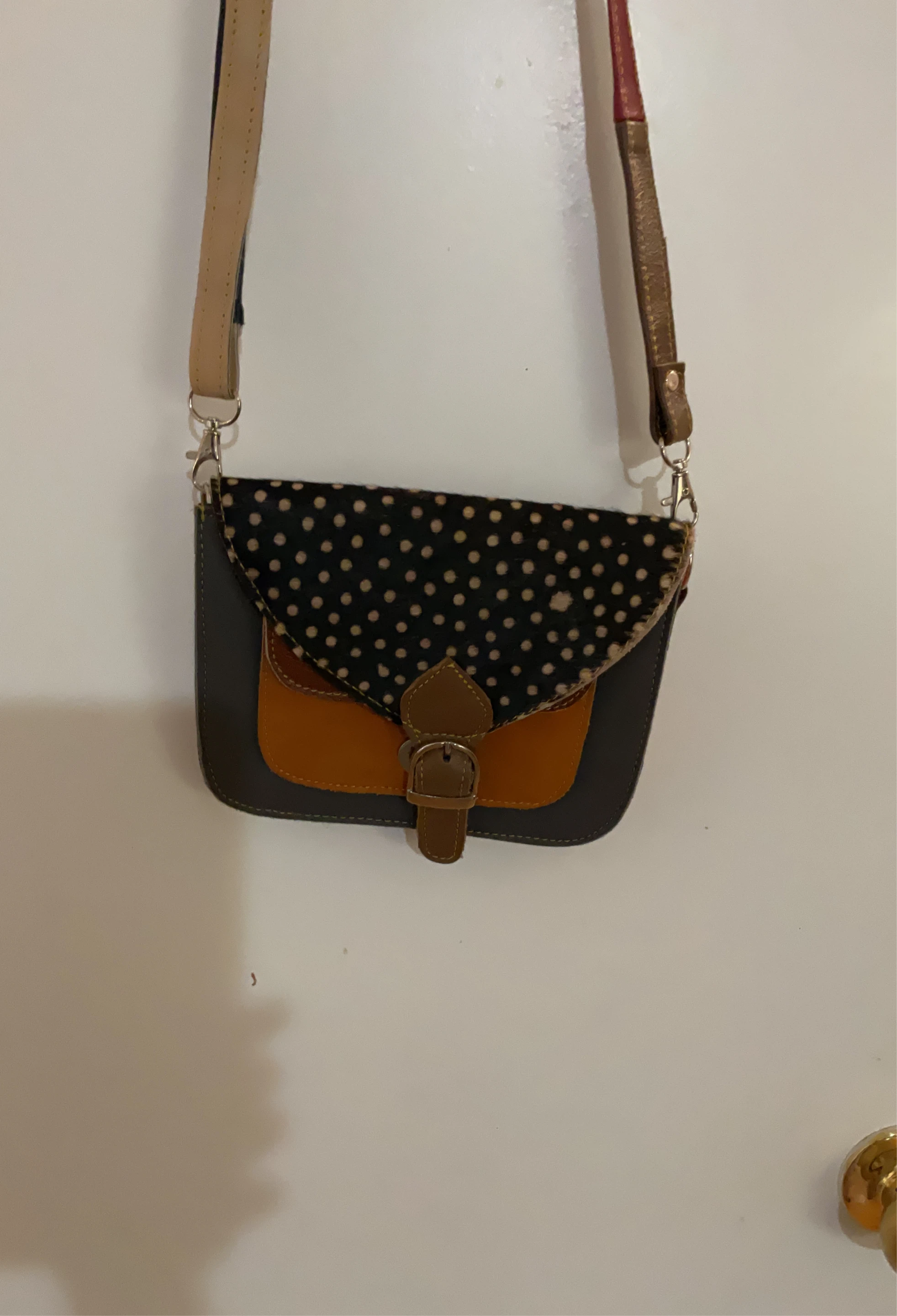 Crossbody Purse with Polka Dot Flap