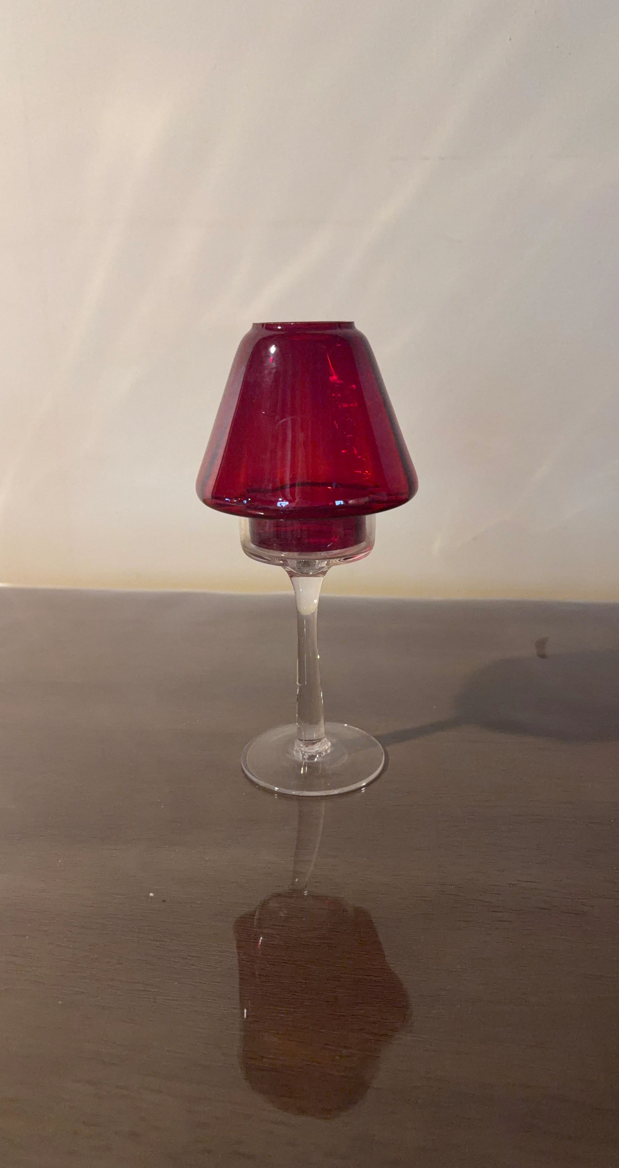 Set of 4 Red Glass Candle Holders
