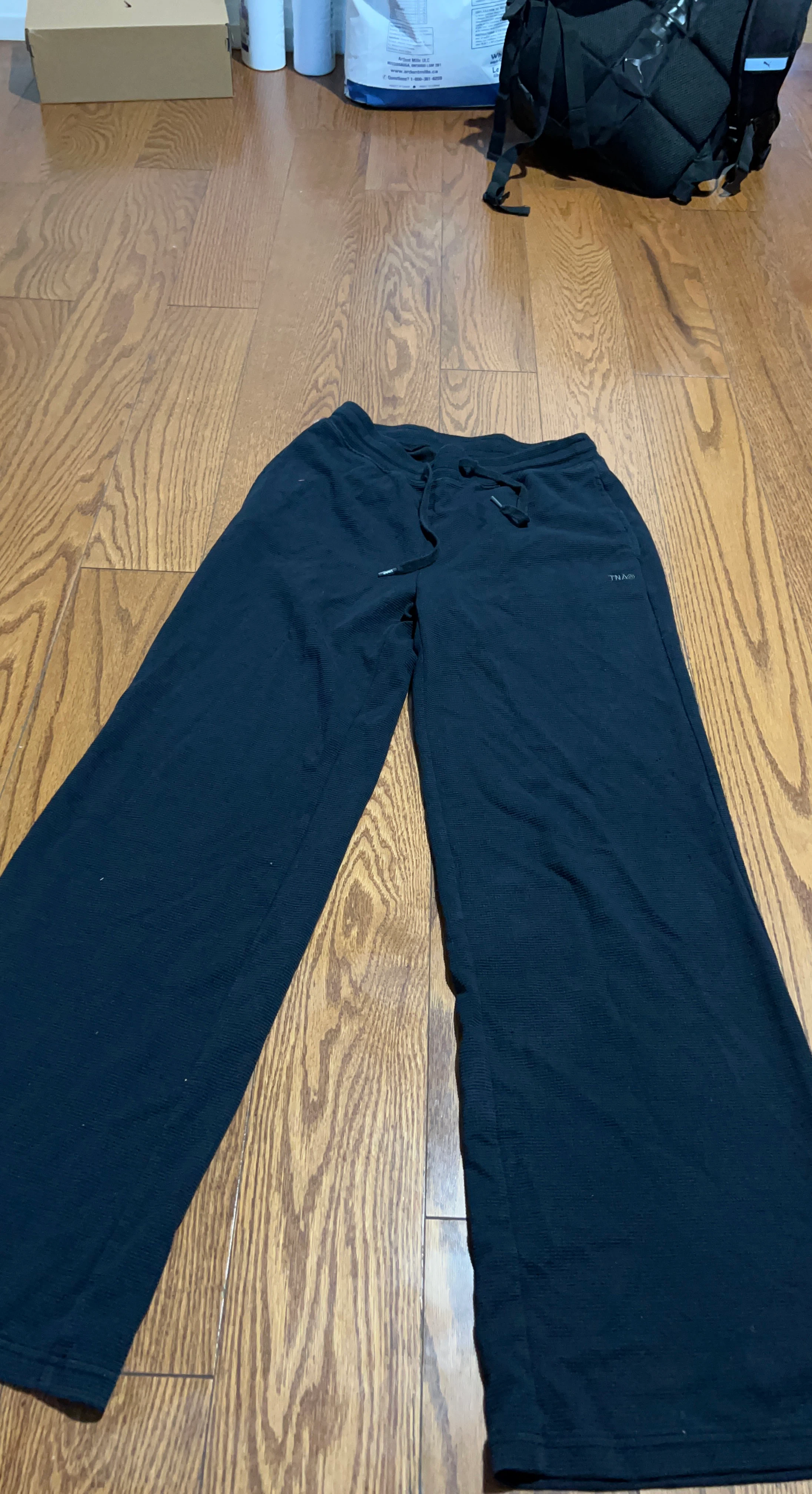 TNA Black Waffle Knit Joggers Size S