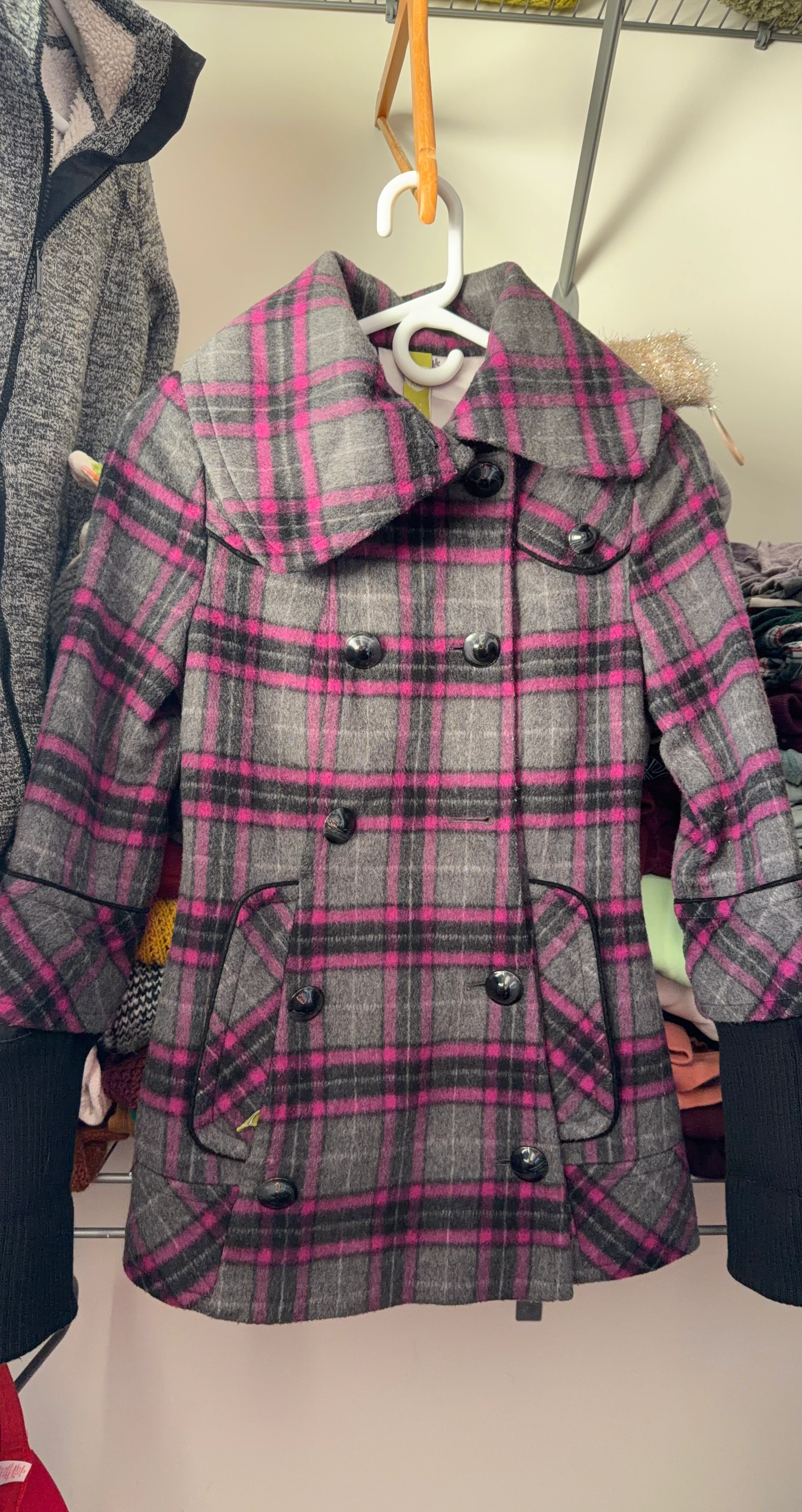 Girls Plaid Wool Blend Coat