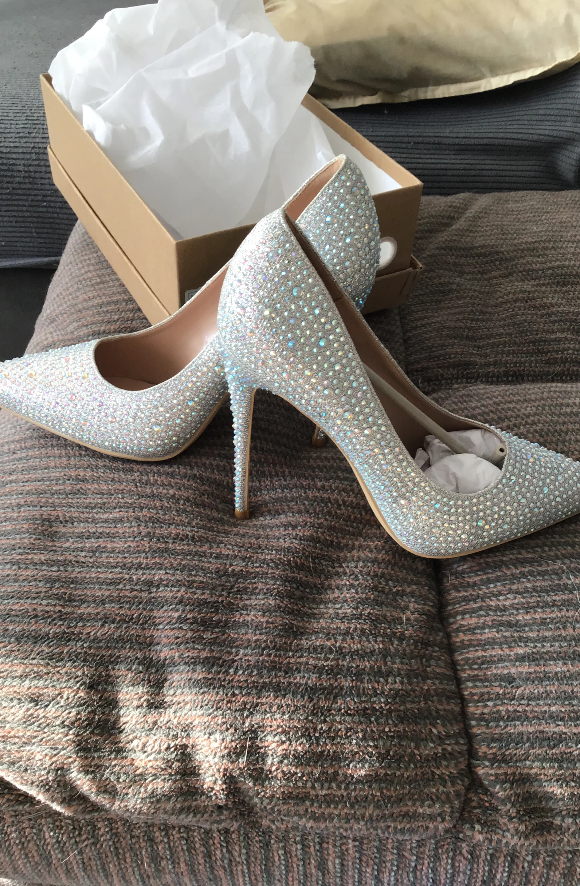 Sparkly Pointed Toe Stiletto Heels