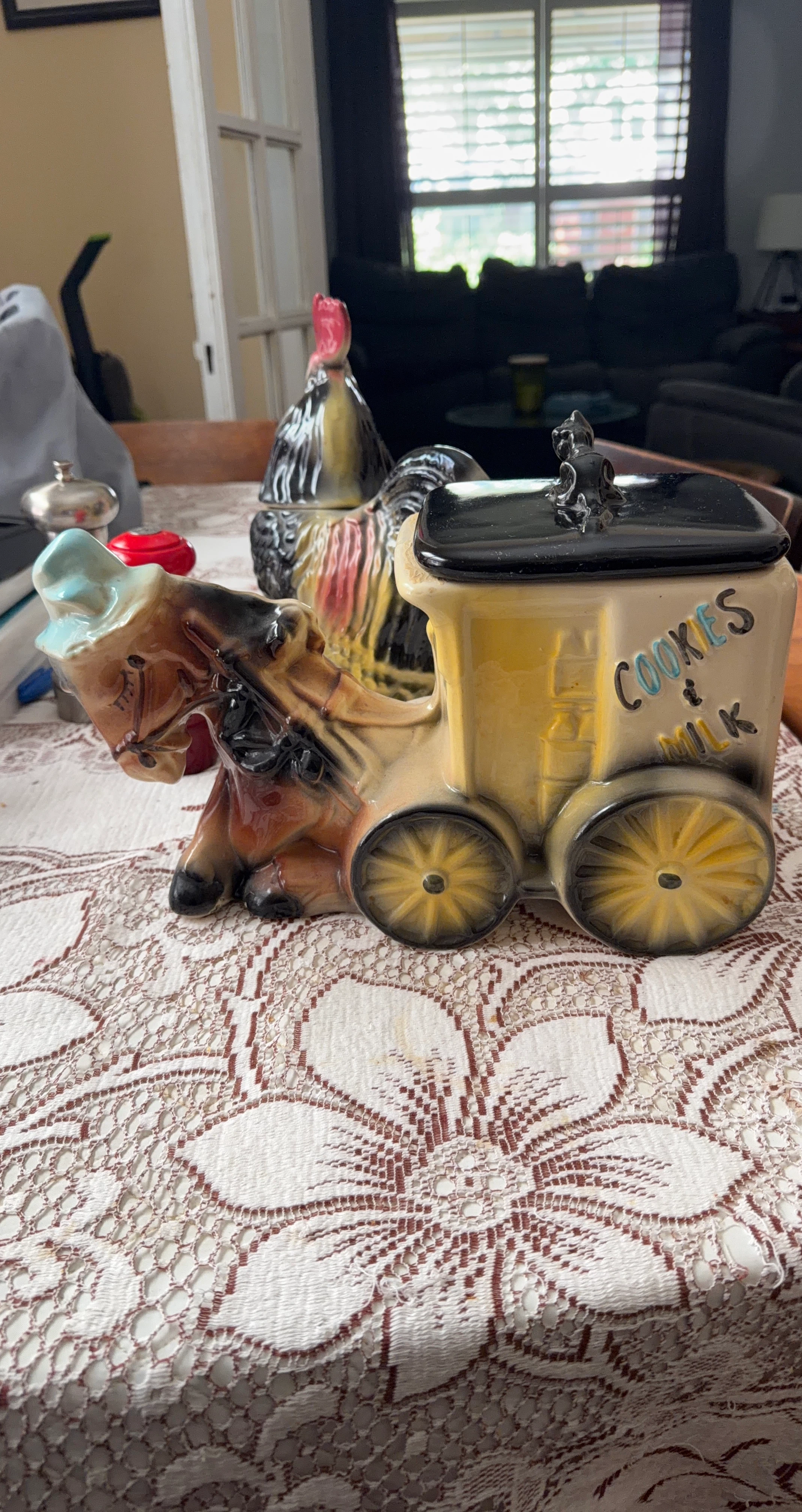 Vintage donkey and Wagon Cookie Jar