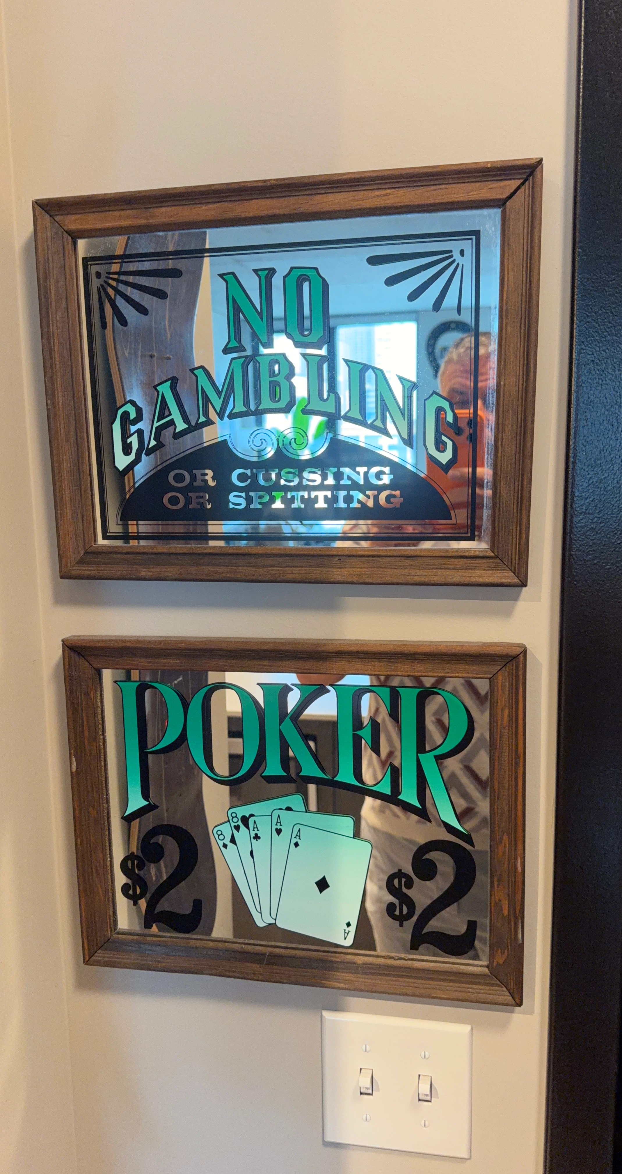 Vintage "No Gambling Or Cussing Or Spitting"" Mirrors
