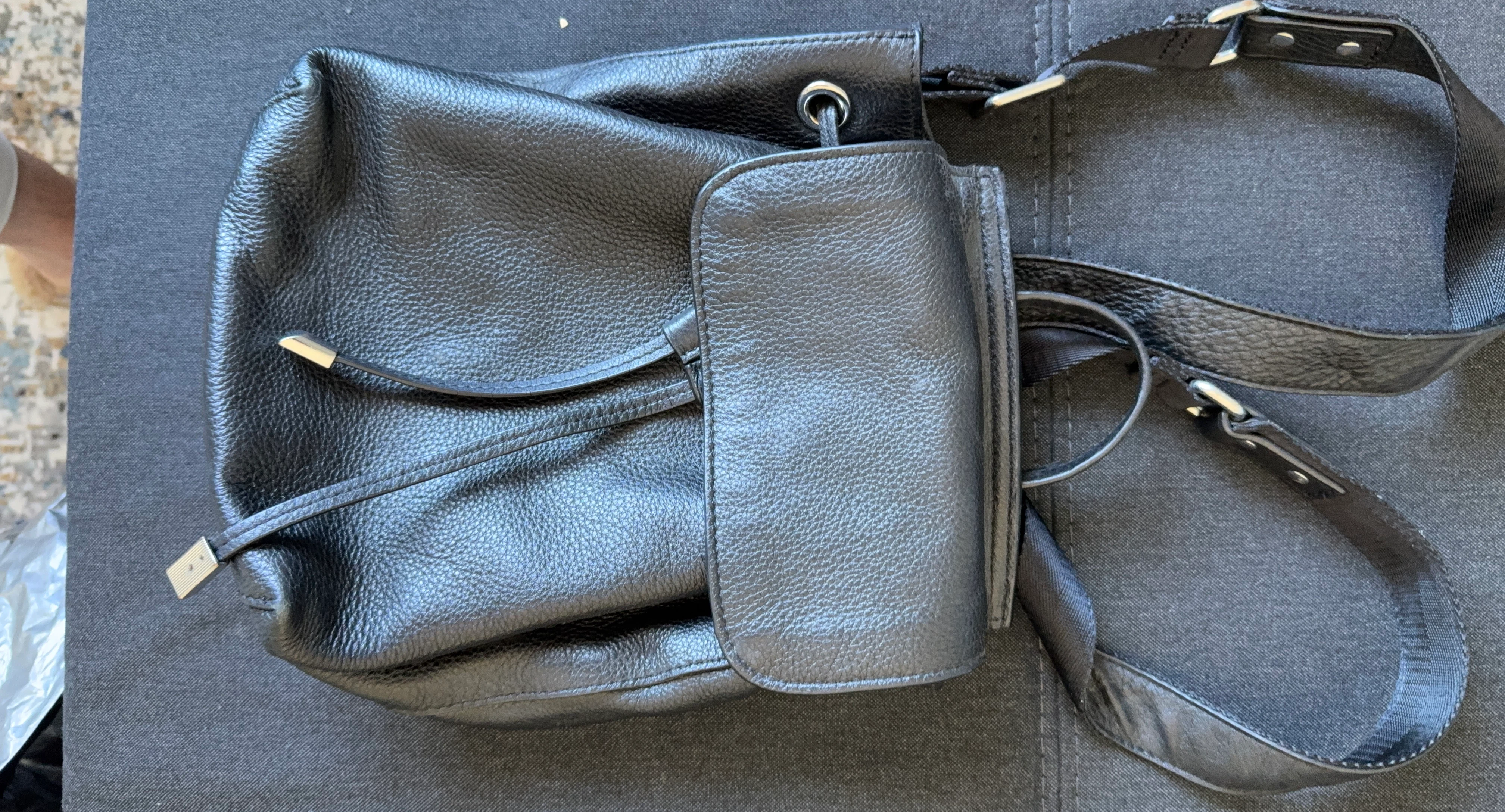Black Leather Backpack