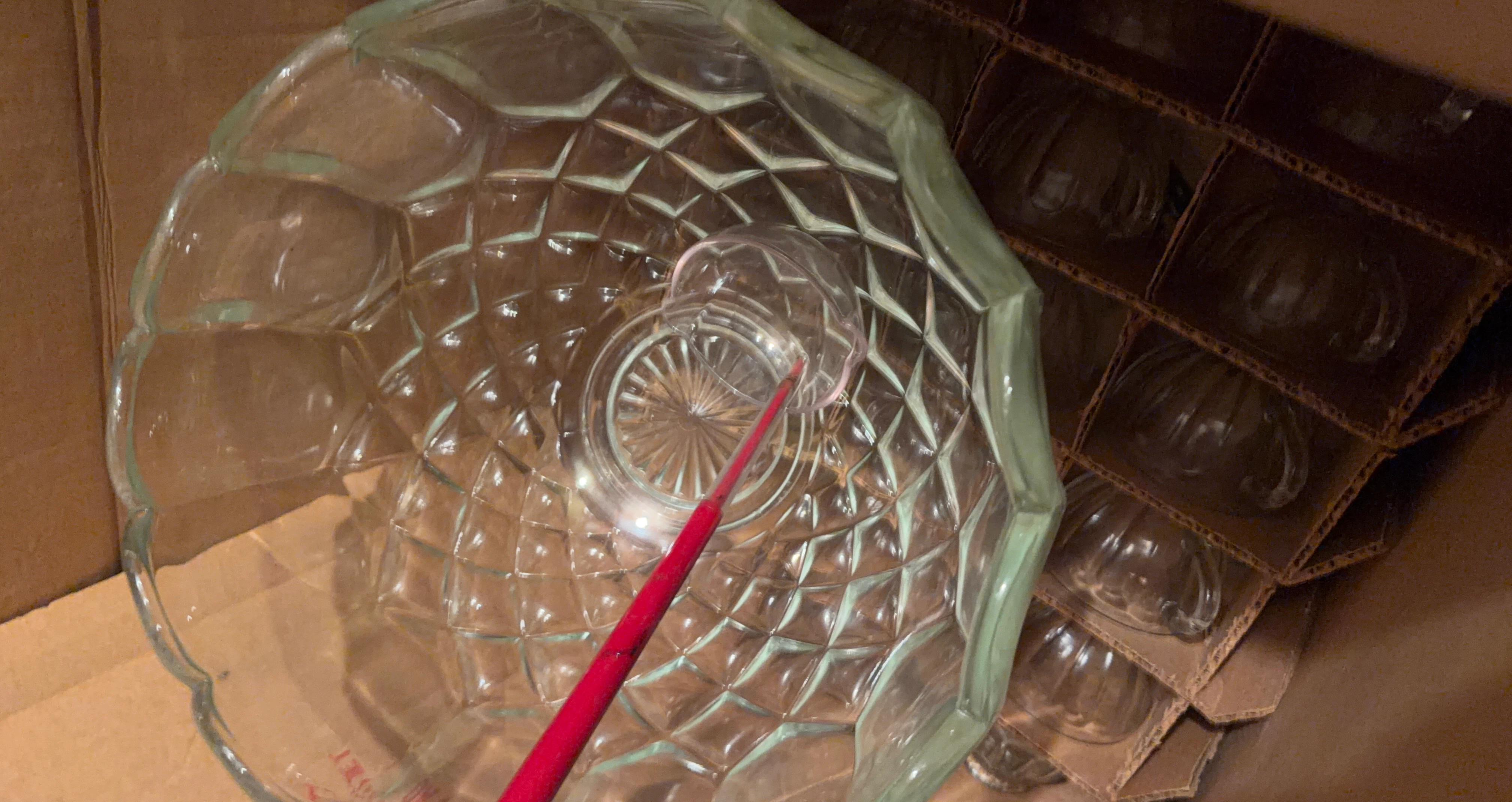 Glass Punch Bowl with Ladle