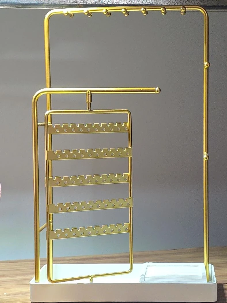 Gold Tone Jewellery Stand with Earring Holder