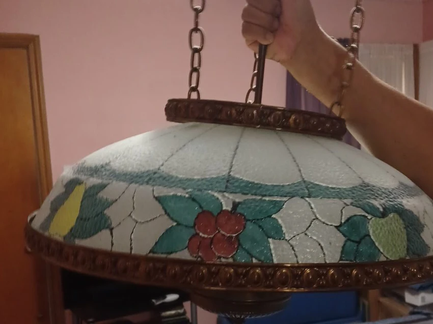 Vintage Stained Glass Pendant Light Fixture