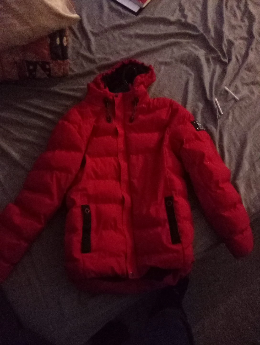 Red Puffer Jacket with Hood