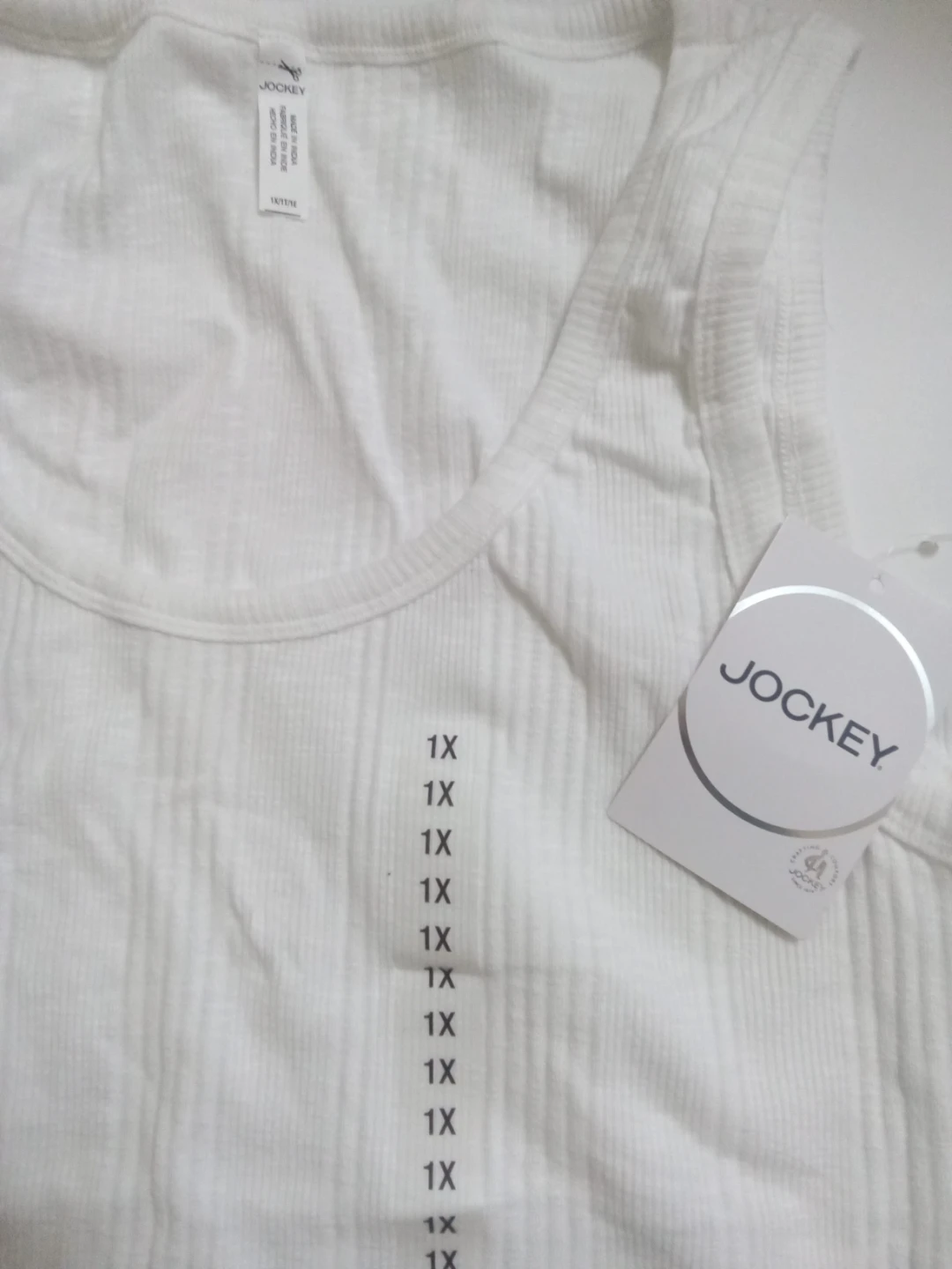 Jockey White Ribbed Tank Top 1X