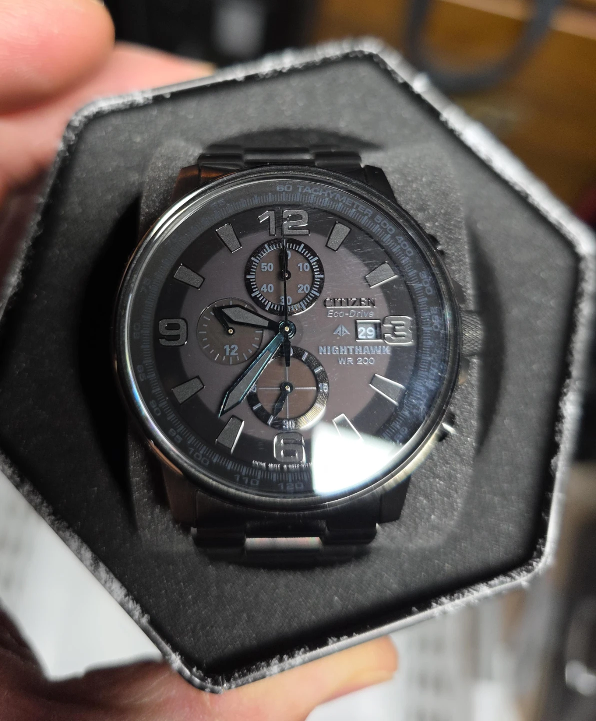 Citizen Eco-Drive Nighthawk Chronograph WR200 Watch