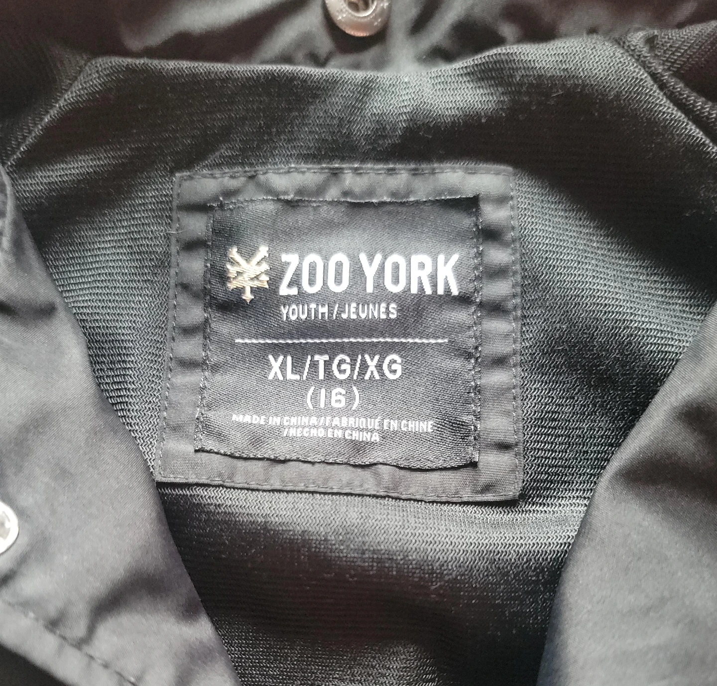 Zoo York Youth Black Coach Jacket XL/TG/XG