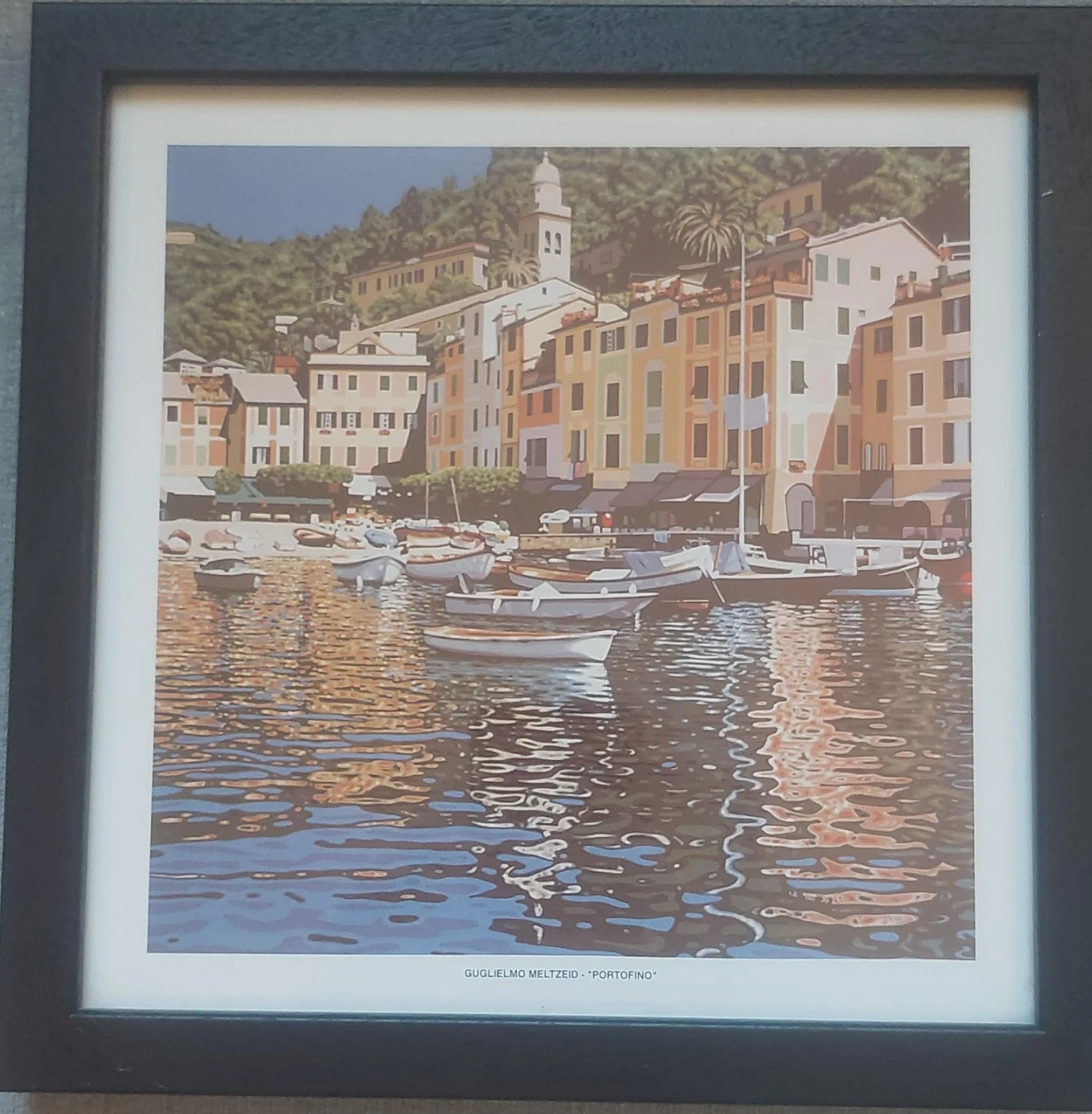 Guglielmo Meltzoid "Portofino" Framed Print 10.5" x 10.5"
