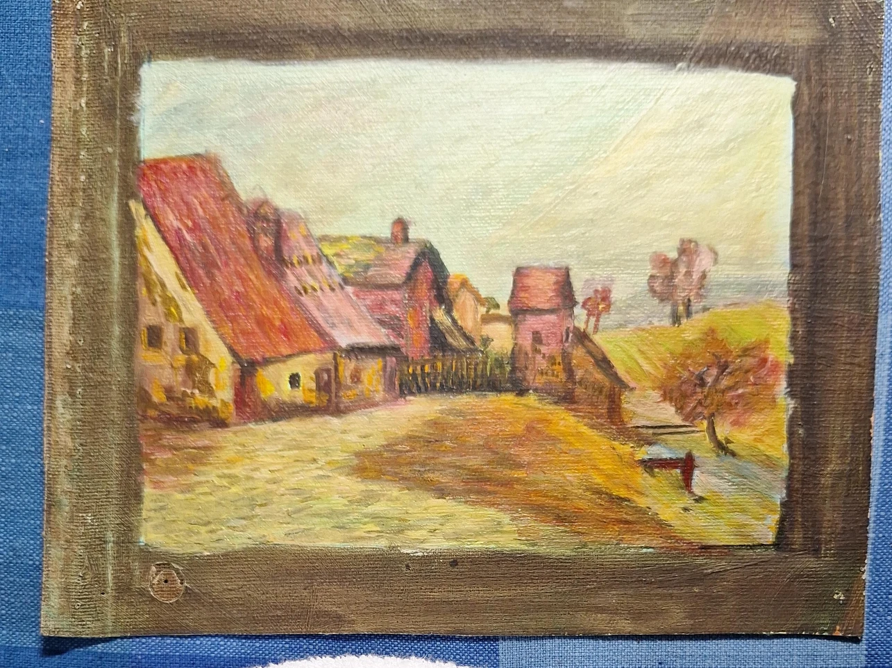 Original Oil Painting of a Farmhouse Scene