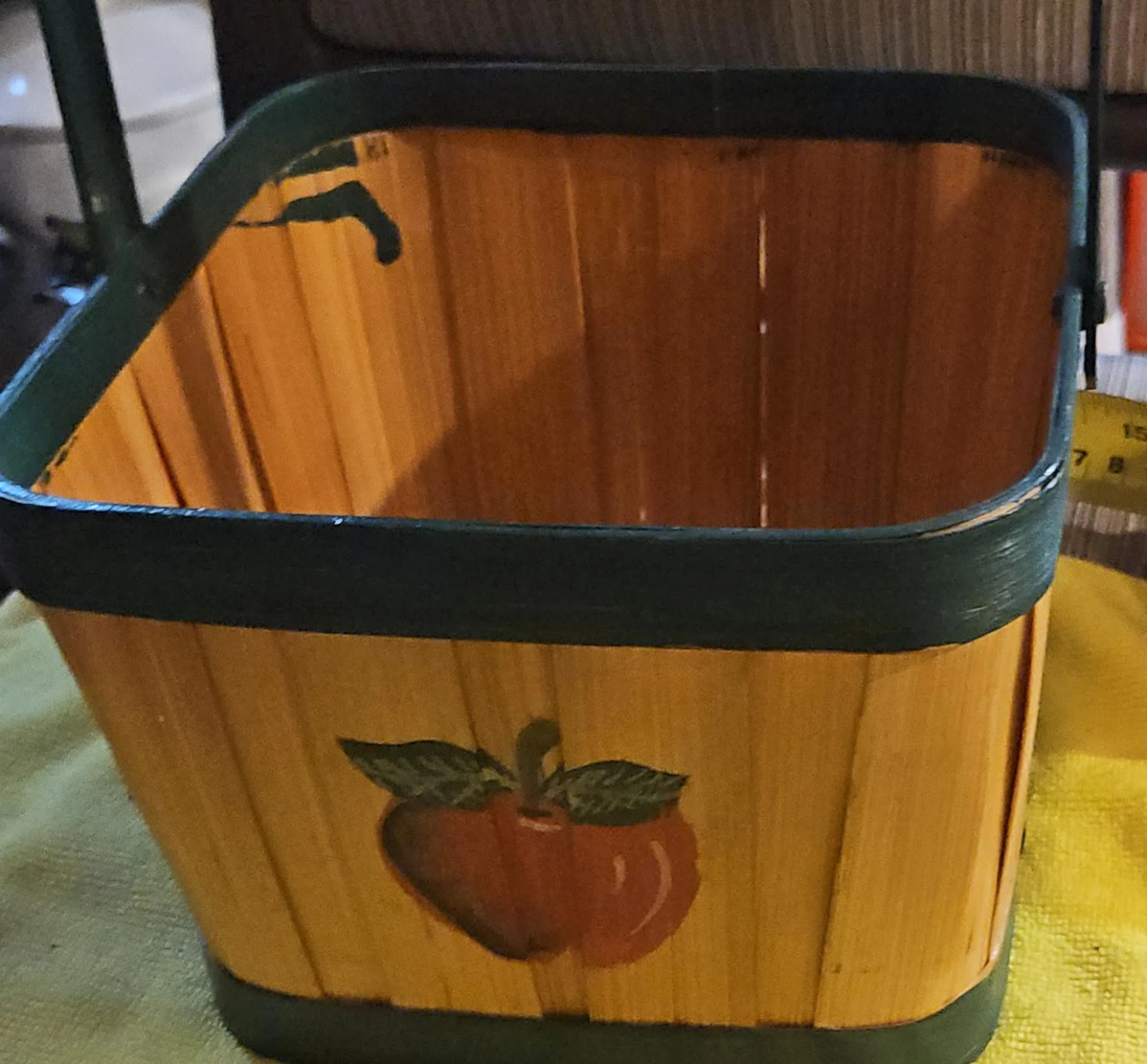 Apple Design Wooden Basket with Handle