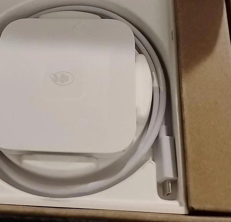 White Contactless Payment Terminal with USB-C Cable