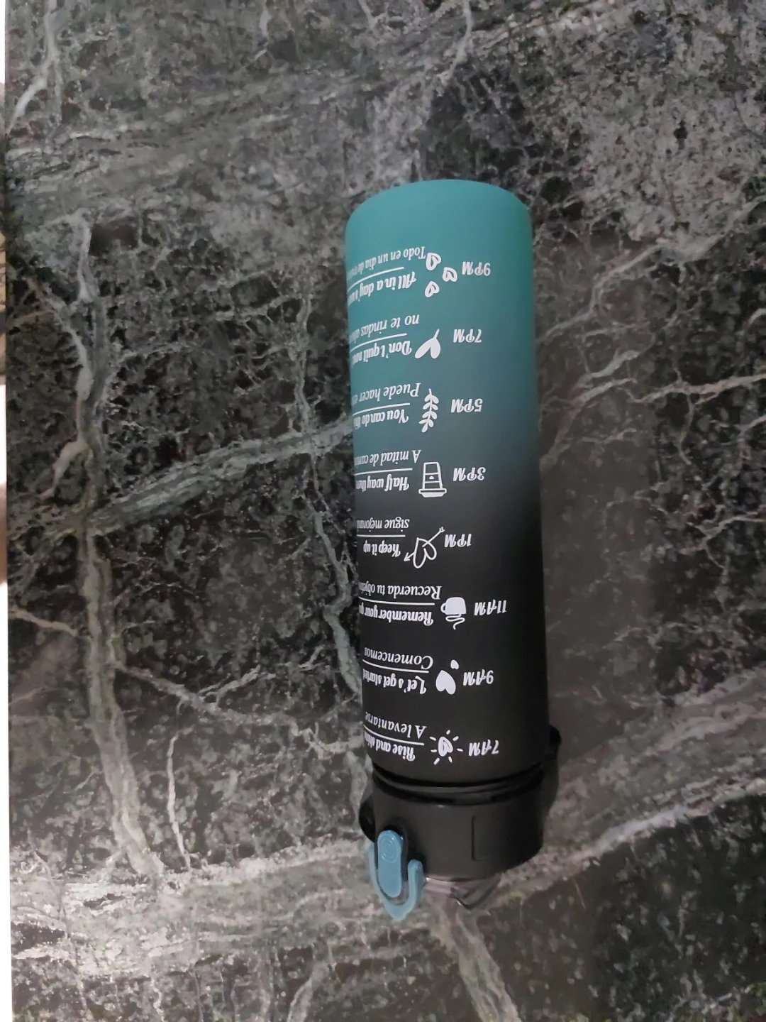 Water Bottle with Straw and Time Markers
