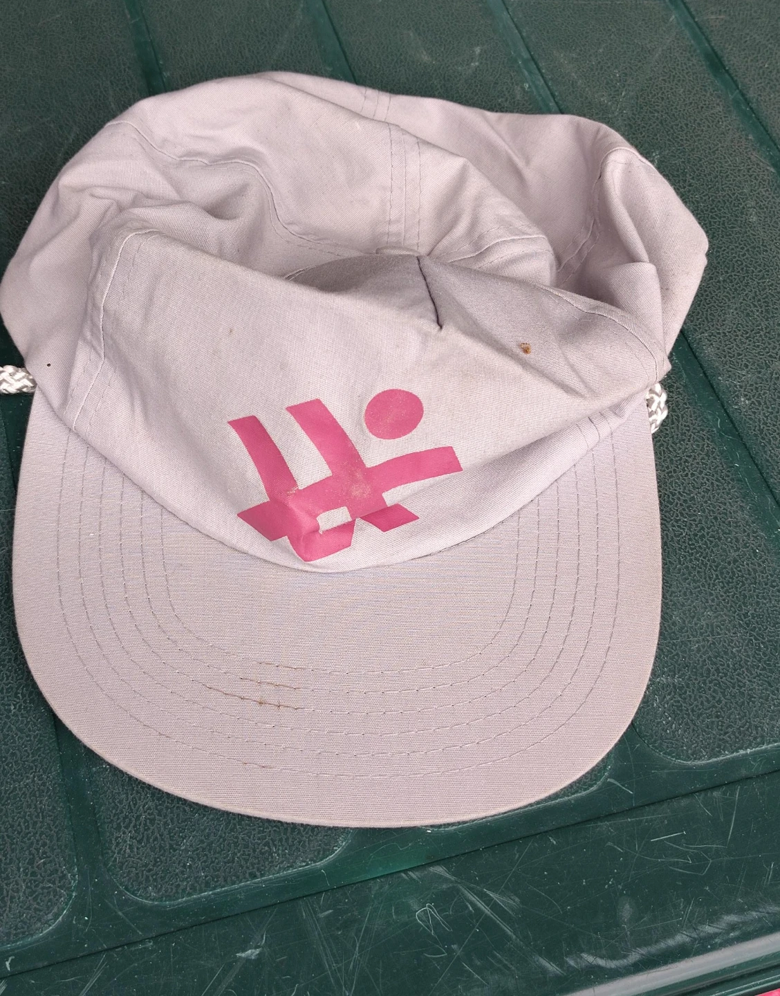 Grey Baseball Cap with Pink Logo