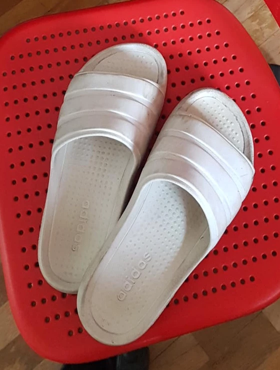 White Adidas Slides