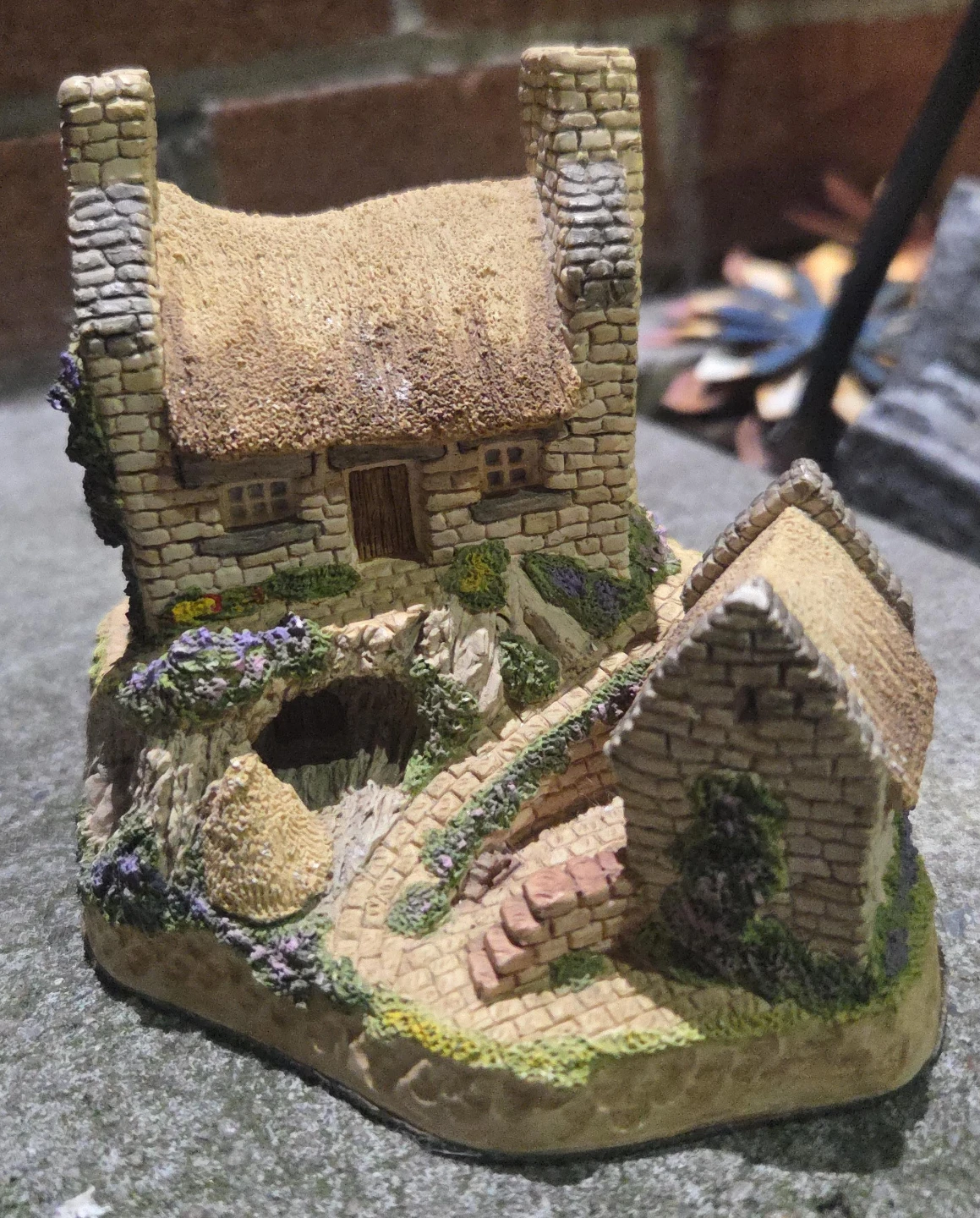 Miniature Stone Cottage with Thatched Roof