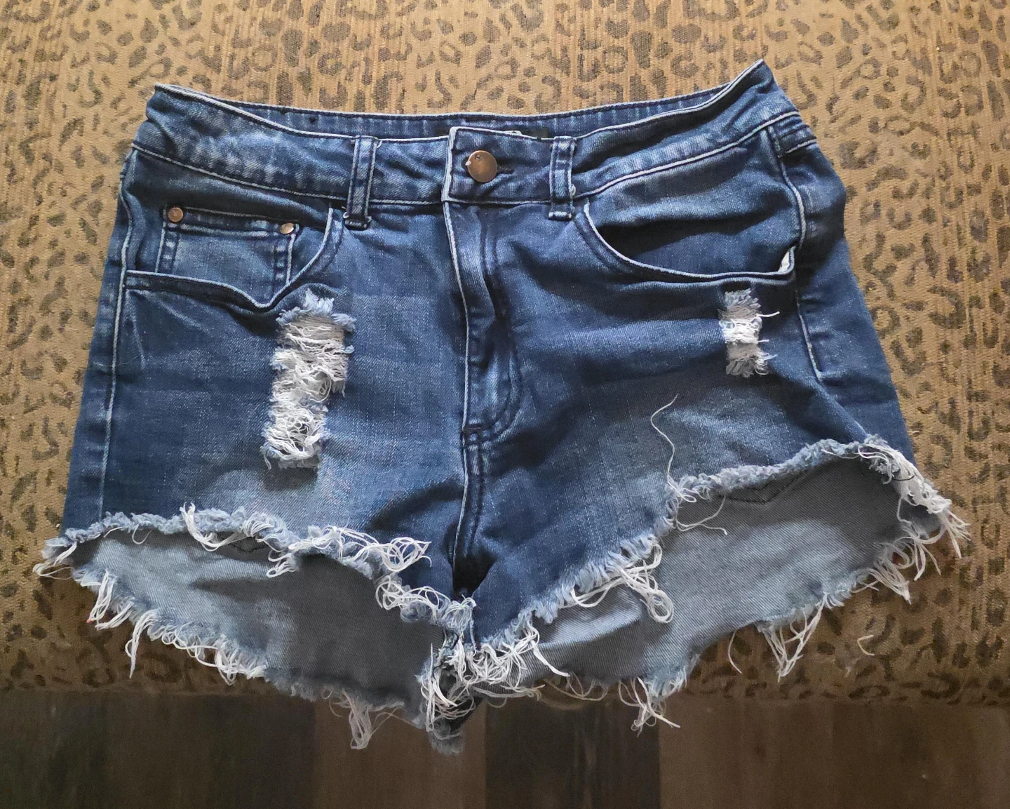 Blue Denim Ripped Shorts