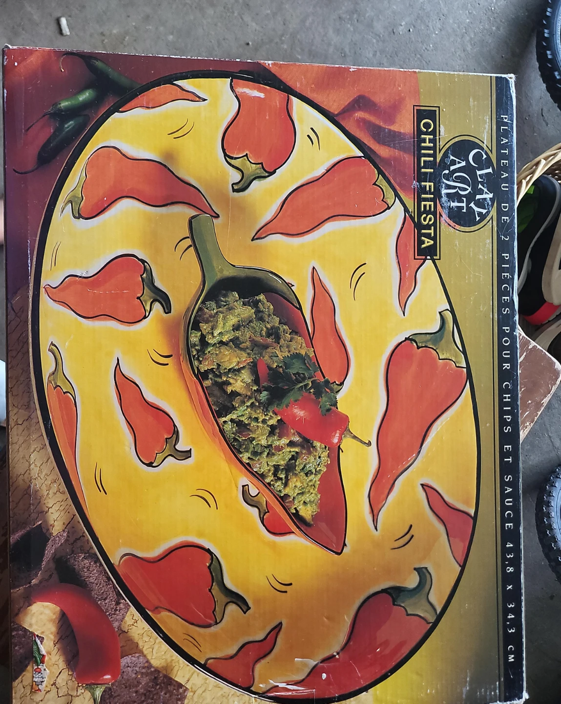 Clay Art Chili Fiesta Chips and Salsa Platter
