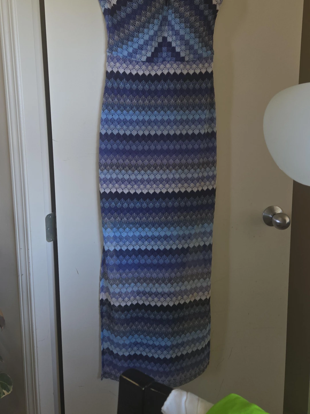 Guess Blue Ombre Crochet Maxi Dress