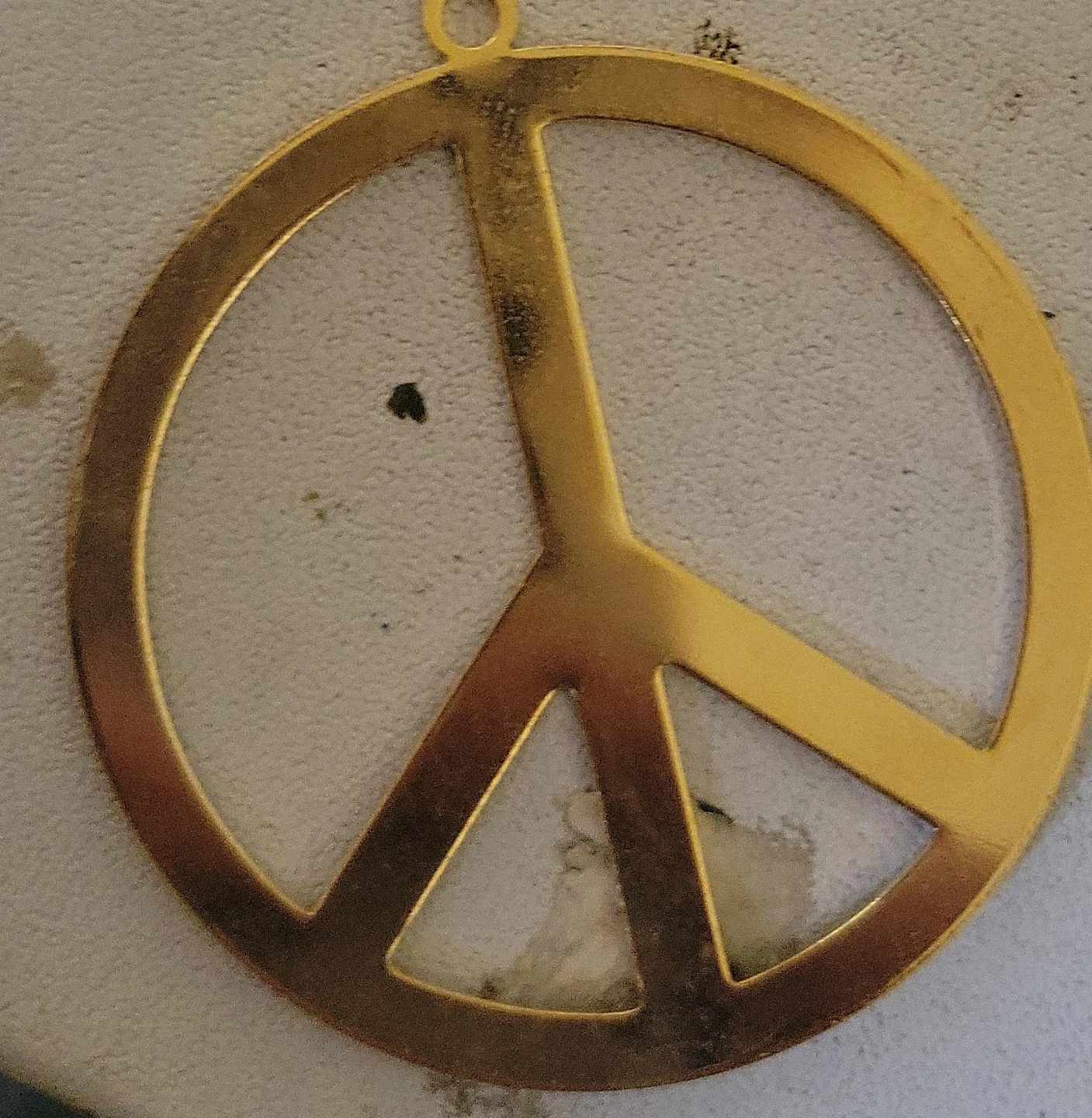 Gold Tone Peace Sign Pendant Charm