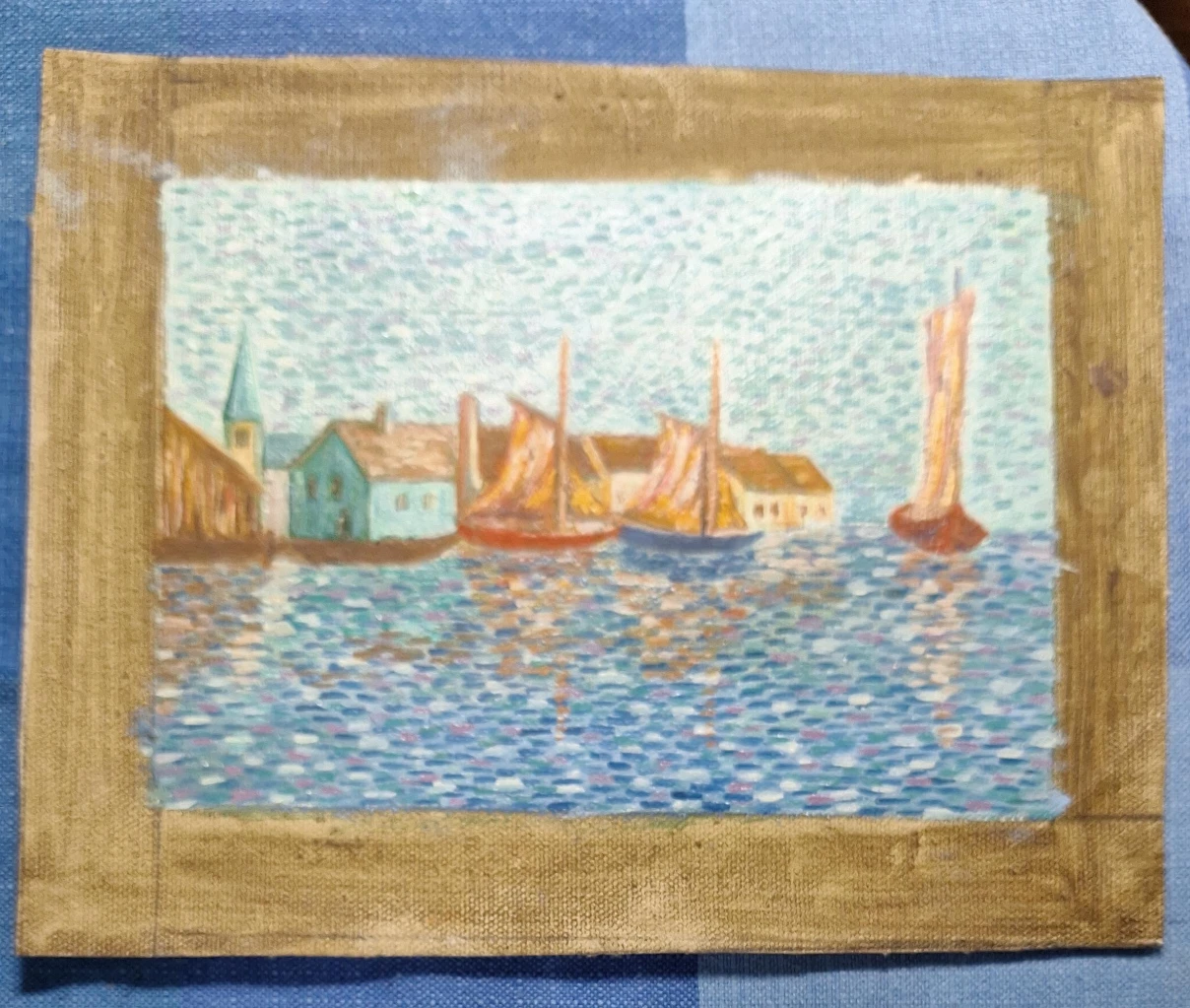 Pointillist Seascape Painting