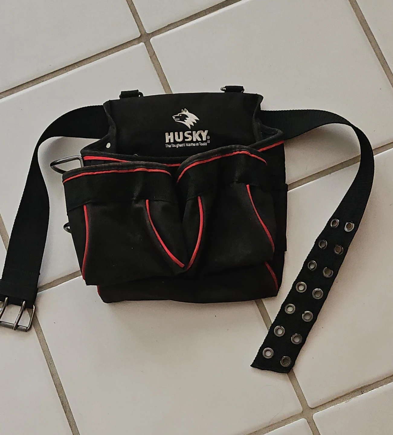 Husky Black Tool Belt Pouch with Red Trim
