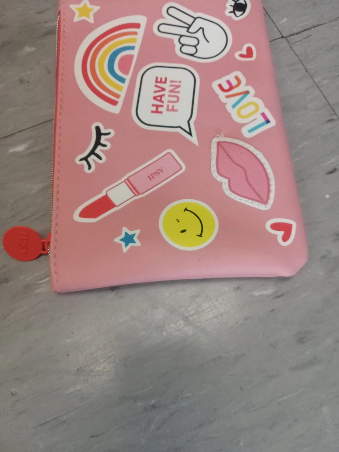 Ipsy Pink Pouch with Fun Stickers