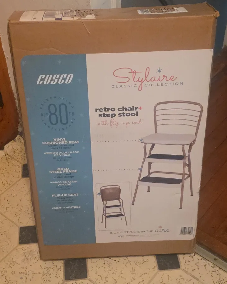 COSCO Retro Chair+ Step Stool with Flip-Up Seat