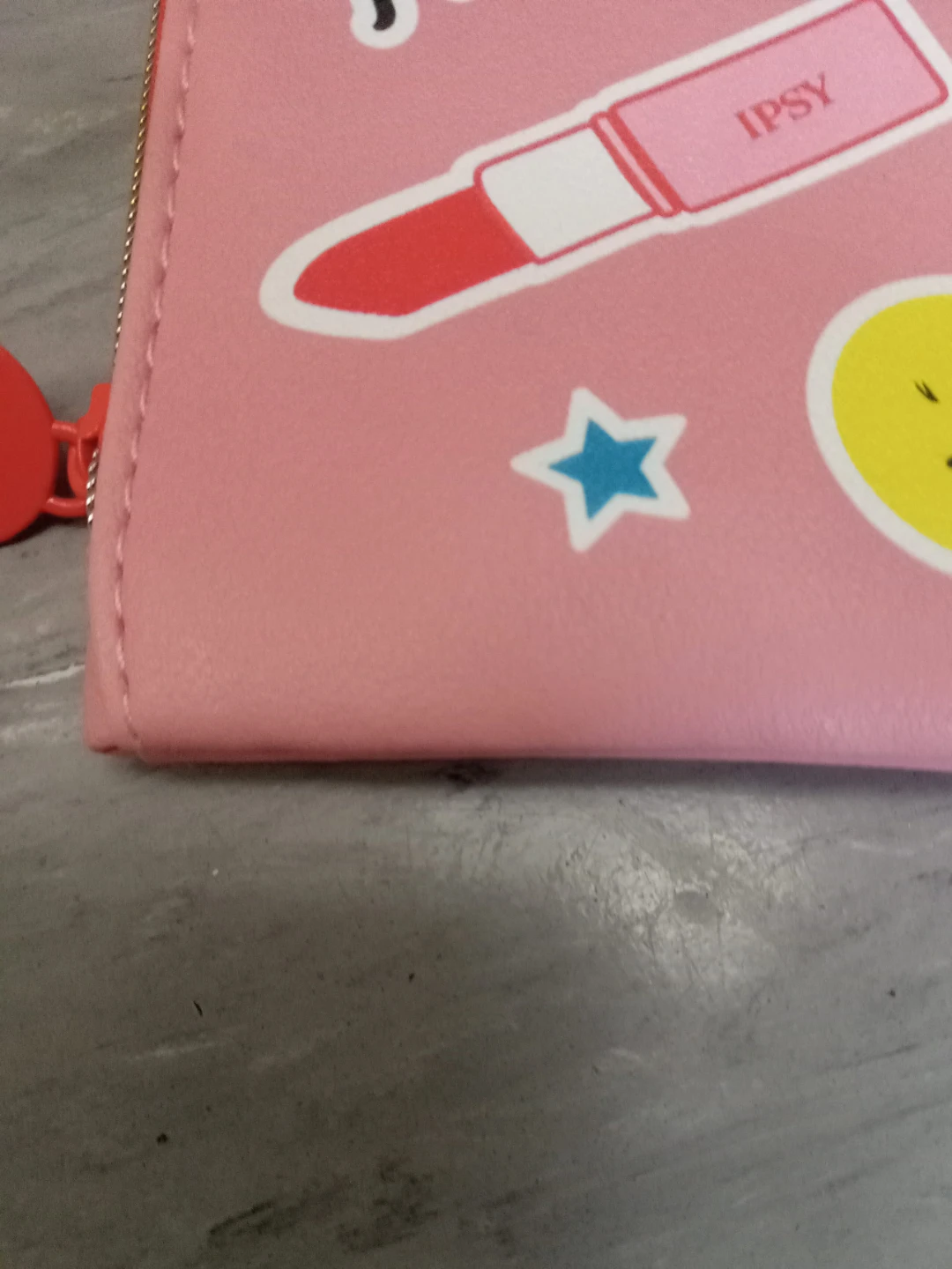 IPSY Pink Cosmetic Bag with Lipstick Design