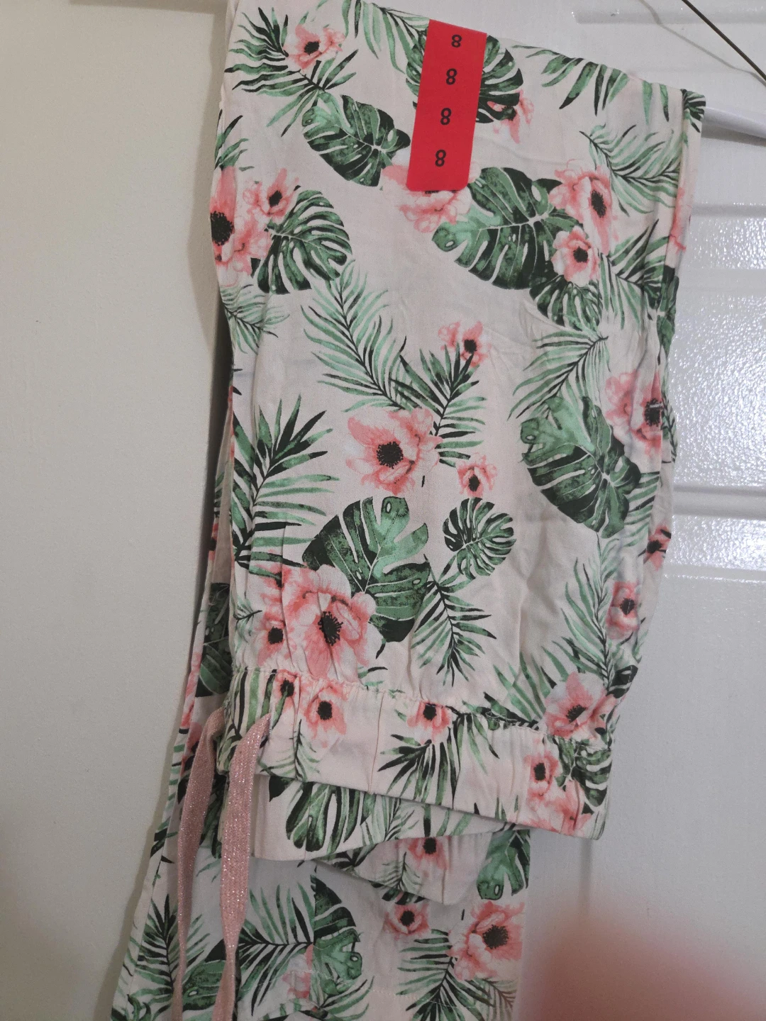 Floral Print Linen Blend Pants