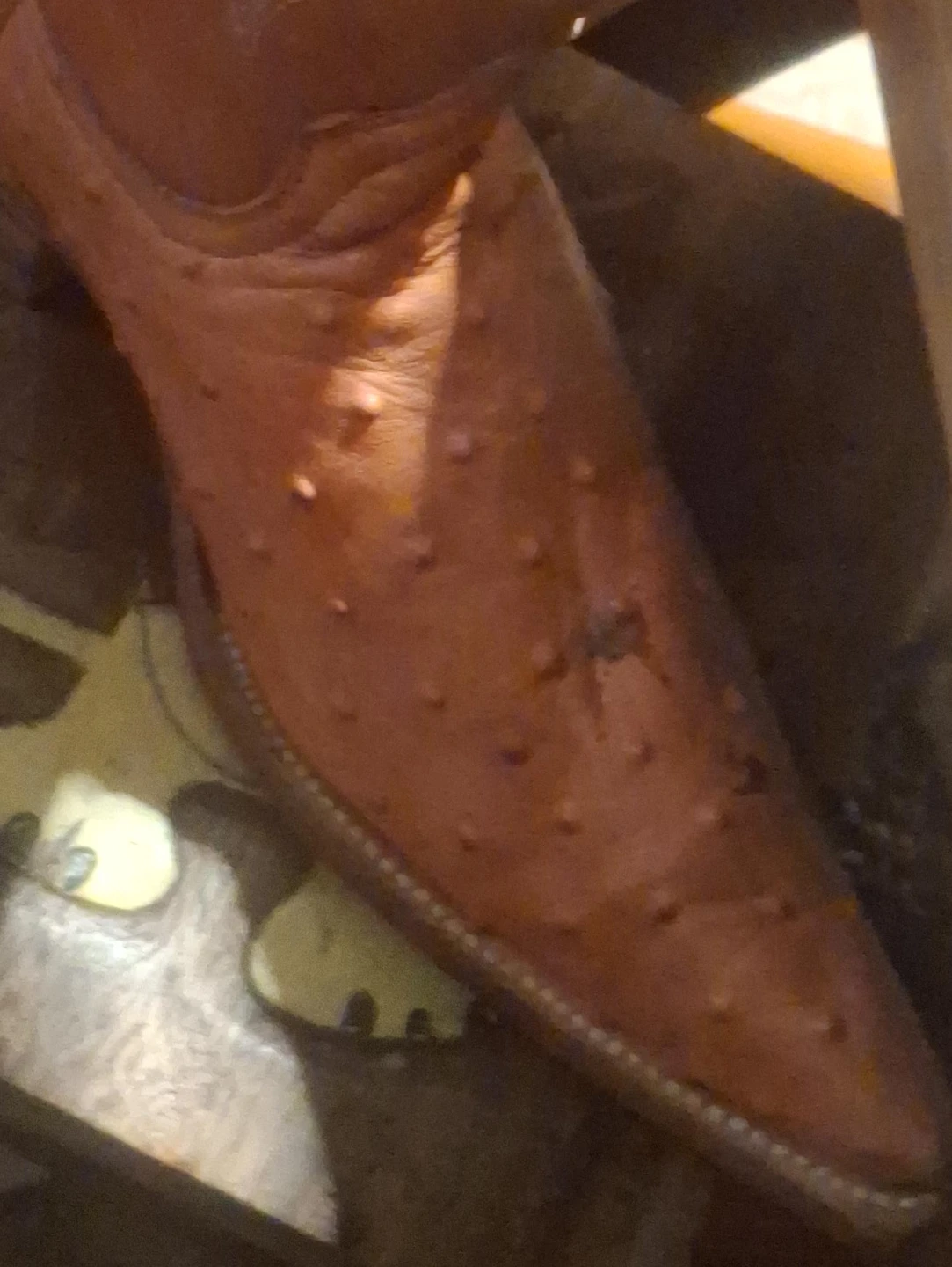 Brown Ostrich Leather Cowboy Boots