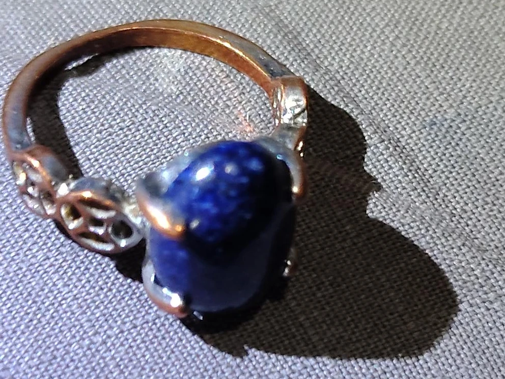 Oval Lapis Lazuli Ring with Copper Tone Band