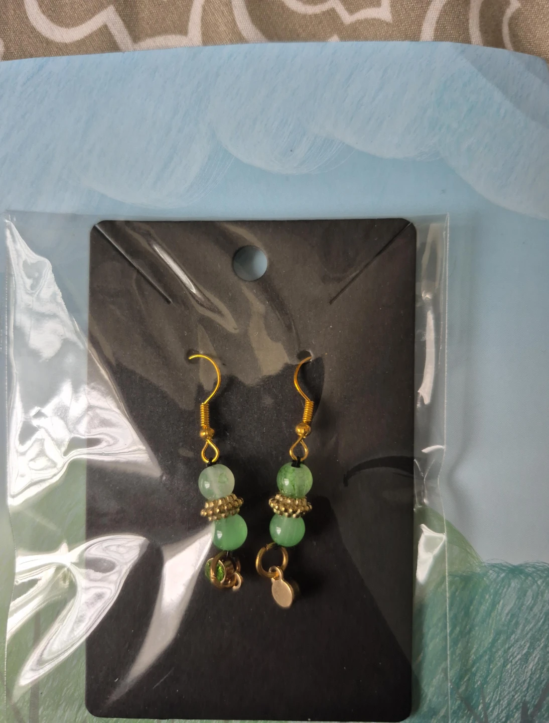 Green Beaded Drop Earrings