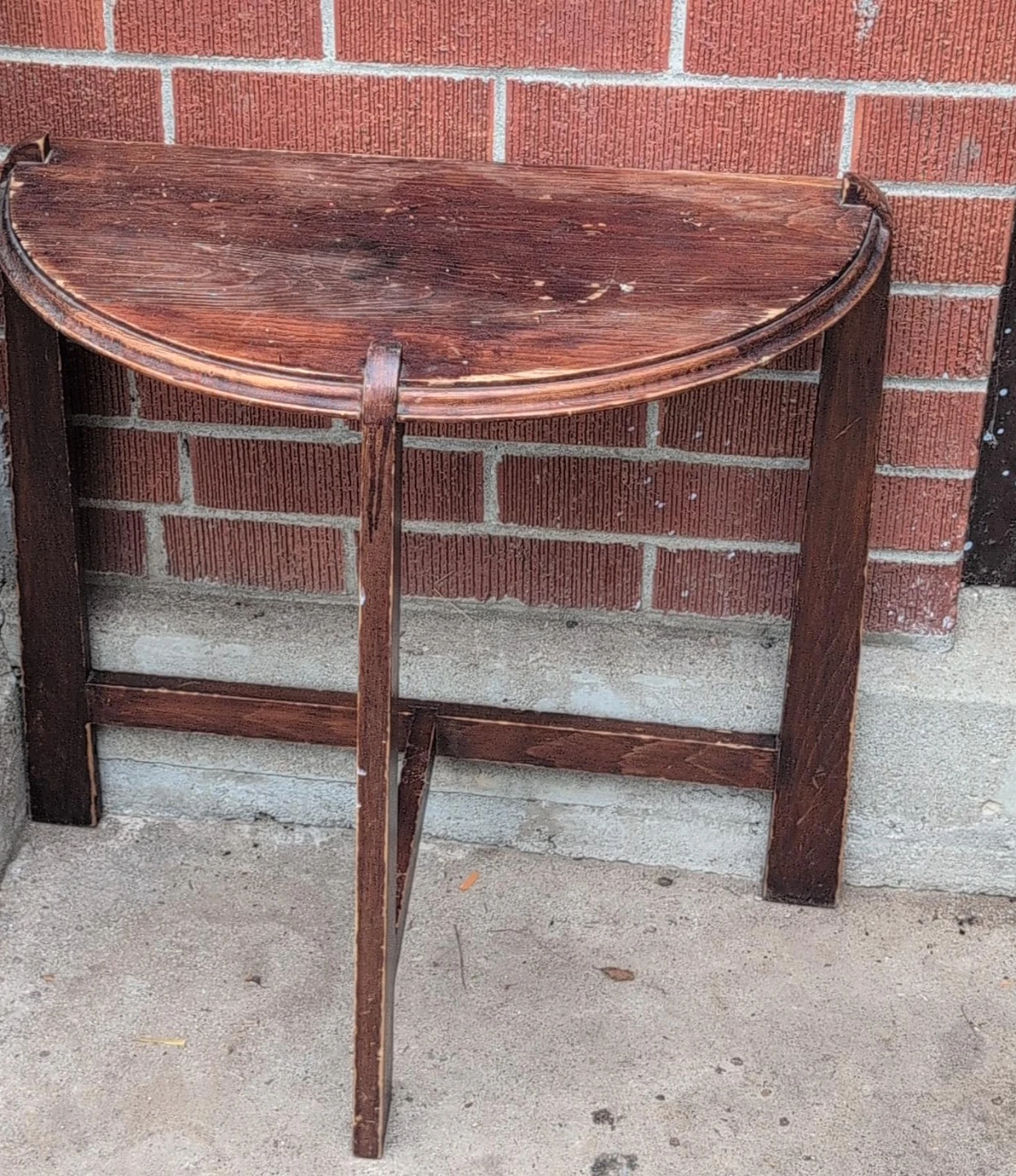 Wooden Half-Round Console Table