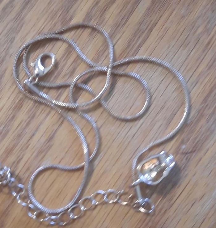 Silver tone snake chain necklace