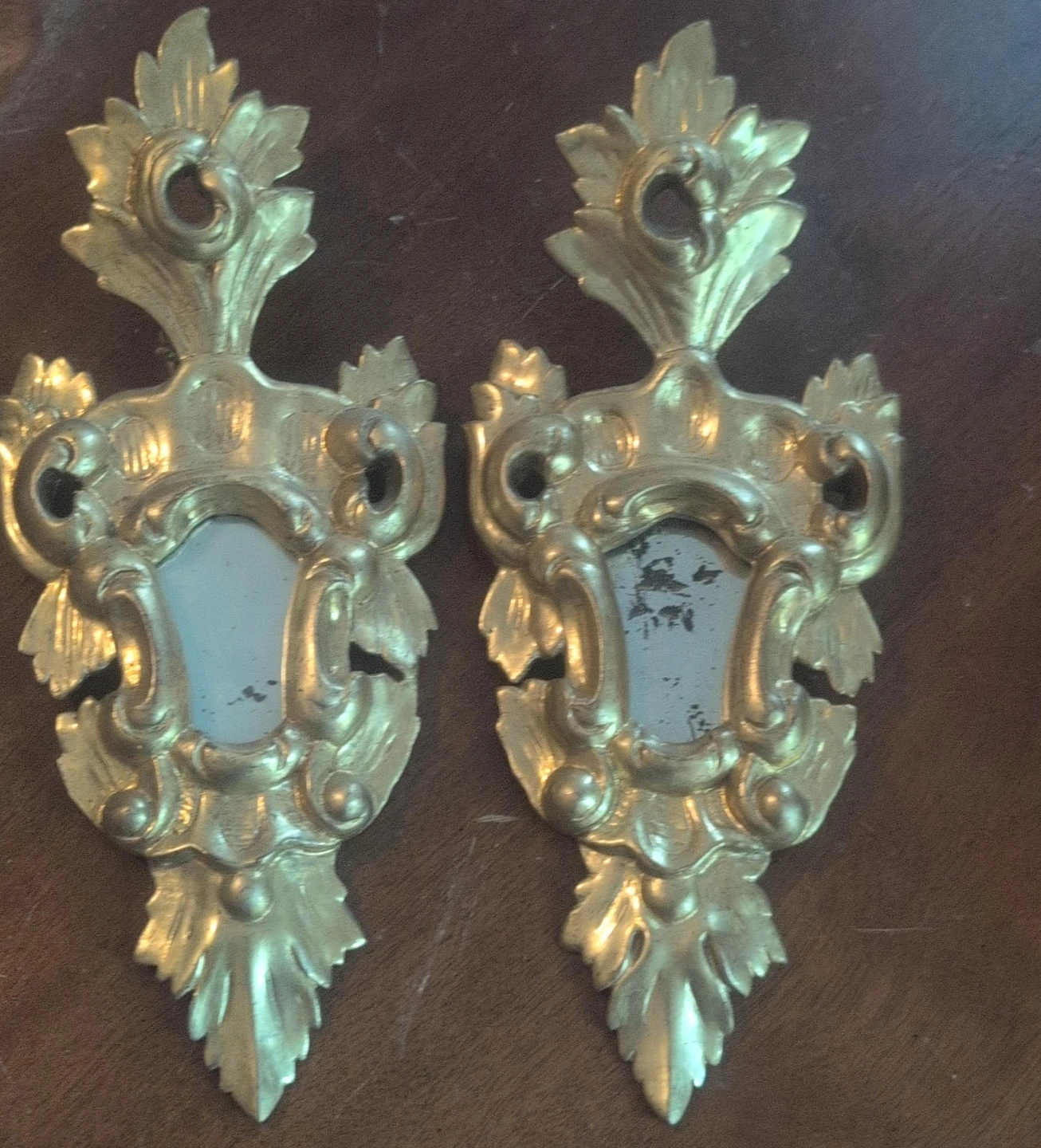 Pair of Gold Ornate Mirror Sconces
